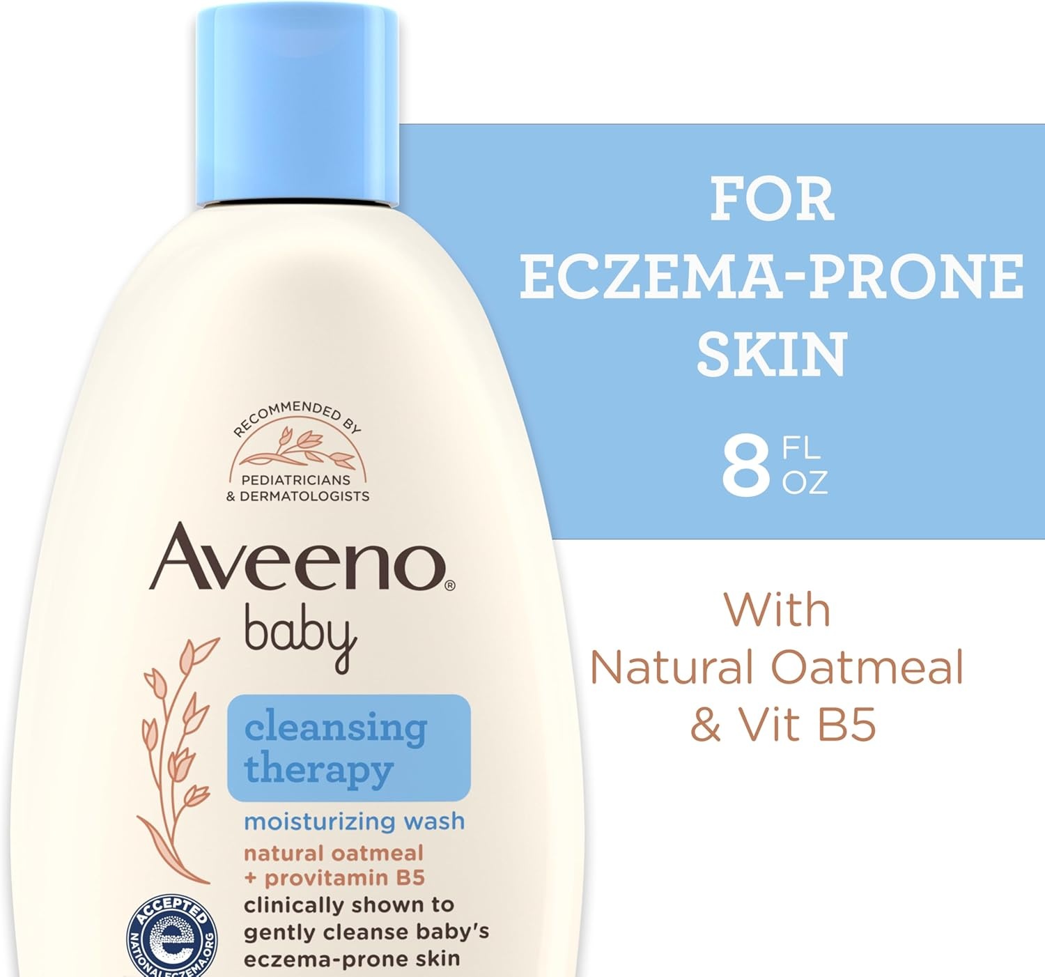 Aveeno Baby Cleansing Therapy Moisturizing Baby Body Wash with Natural Oatmeal & ProVitamin B5, Gentle Tear-Free Baby Bath Wash for Sensitive & Eczema-Prone Skin, Hypoallergenic, 8 oz(cream)