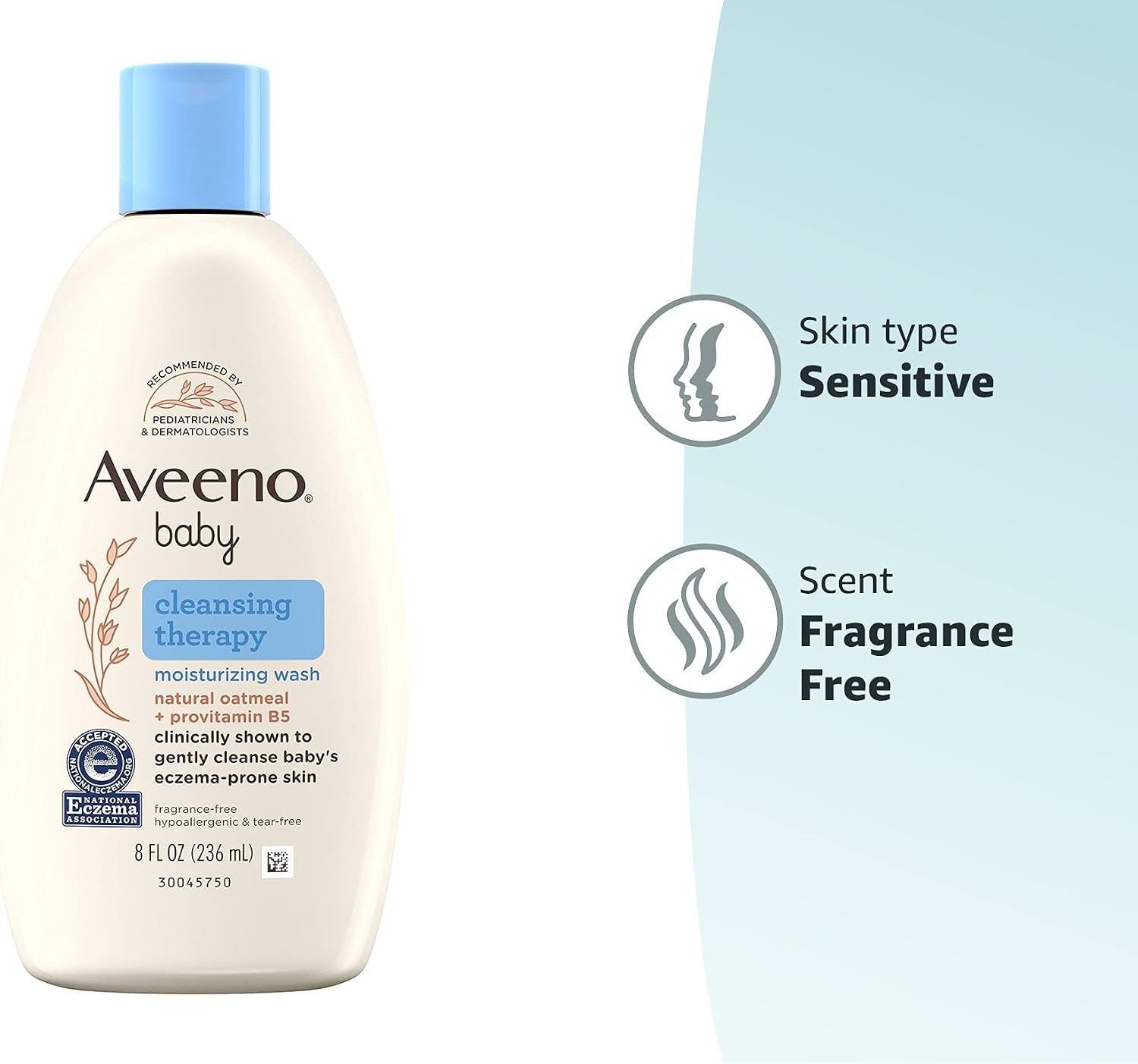 Aveeno Baby Cleansing Therapy Moisturizing Baby Body Wash with Natural Oatmeal & ProVitamin B5, Gentle Tear-Free Baby Bath Wash for Sensitive & Eczema-Prone Skin, Hypoallergenic, 8 oz(cream)