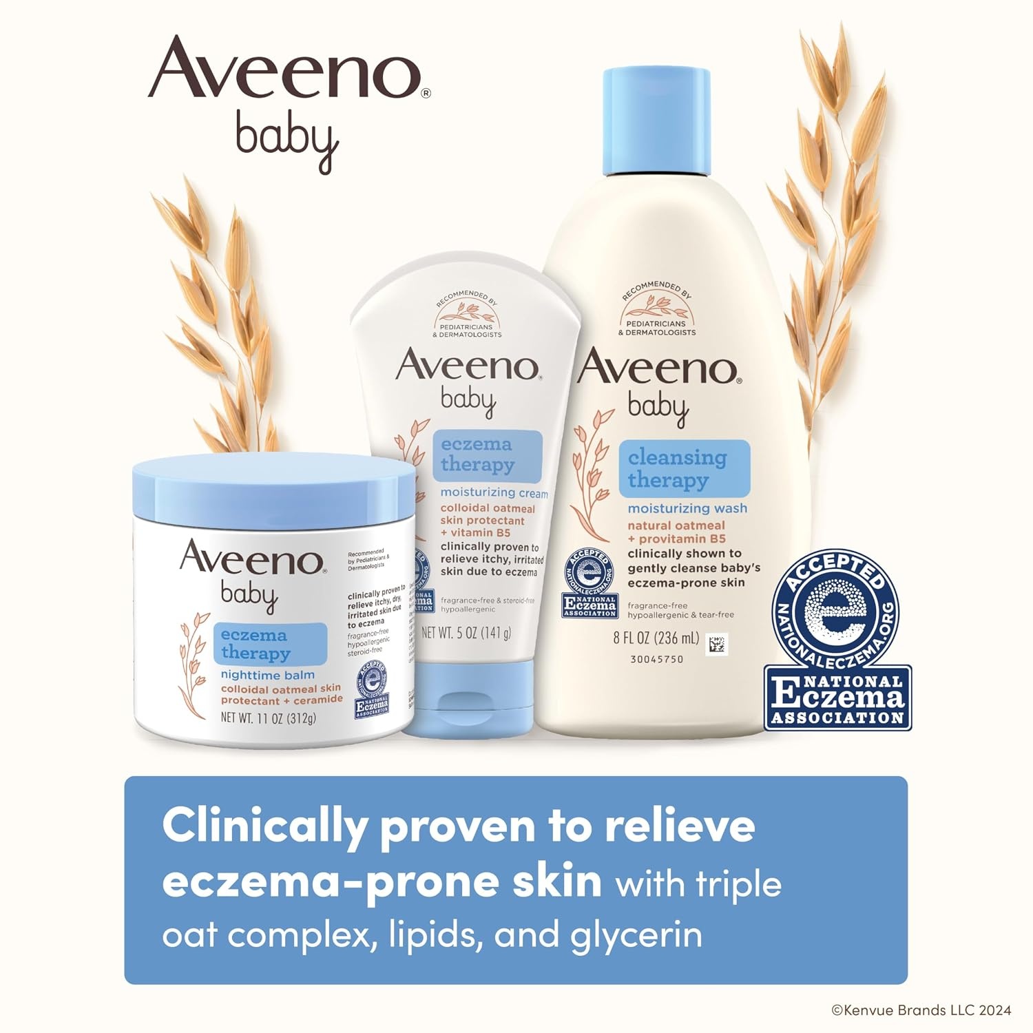 Aveeno Baby Eczema Therapy Moisturizing Cream, Natural Colloidal Oatmeal & Vitamin B5, Baby Cream for Dry, Itchy, Irritated Skin Due to Eczema, Paraben- & Steroid-Free, 12 fl. oz(12 Fl Oz (Pack of 1))