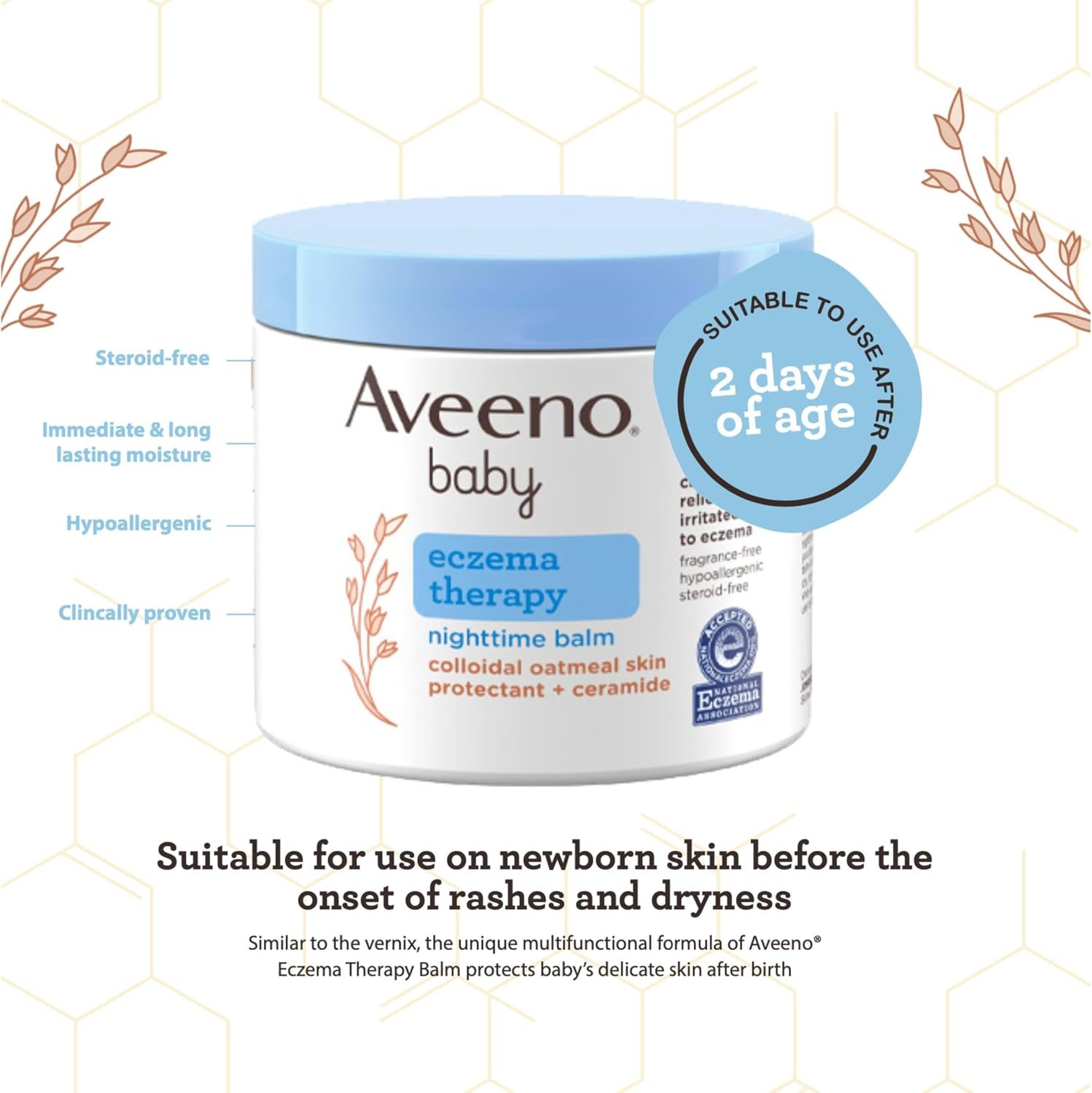 Aveeno Baby Eczema Therapy Nighttime Body Balm, Moisturizing Eczema Balm for Babies with Colloidal Oat & Ceramide, Soothes Dry, Itchy Skin, Hypoallergenic, Fragrance & Steroid Free, 11 oz(11 Ounce (Pack of 12))