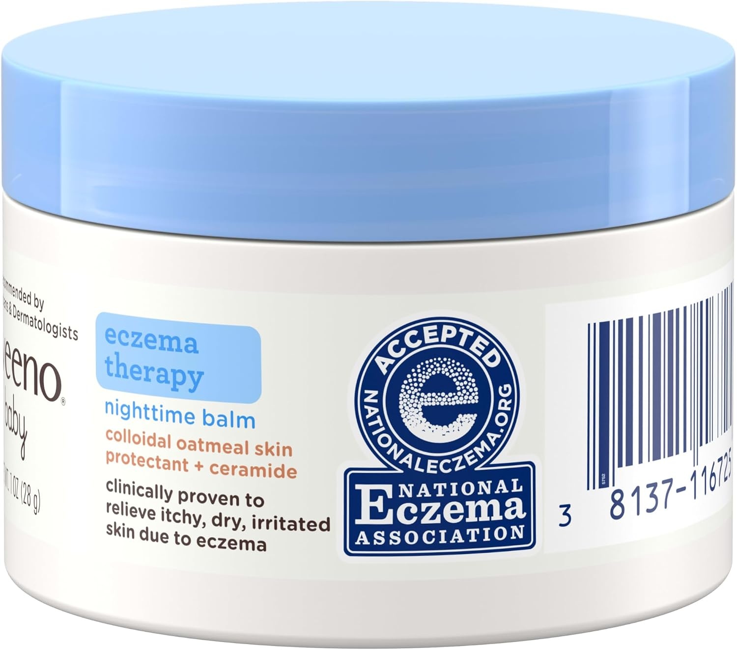 Aveeno Baby Eczema Therapy Nighttime Body Balm, Moisturizing Eczema Balm for Babies with Colloidal Oat & Ceramide, Soothes Dry, Itchy Skin, Hypoallergenic, Fragrance & Steroid Free, 11 oz(1 Ounce (Pack of 1))