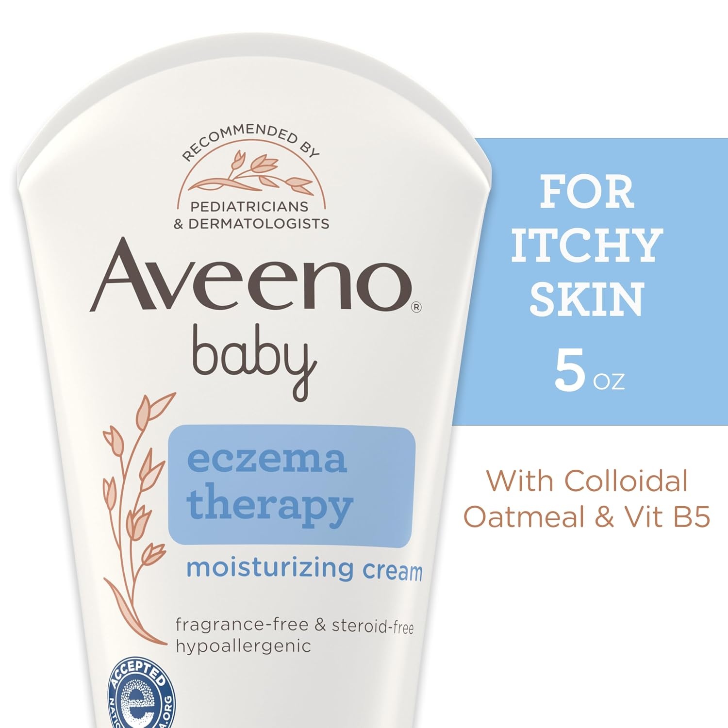 Aveeno Baby Eczema Therapy Moisturizing Cream, Natural Colloidal Oatmeal & Vitamin B5, Baby Cream for Dry, Itchy, Irritated Skin Due to Eczema, Paraben- & Steroid-Free, 12 fl. oz(5 Ounce (Pack of 1))