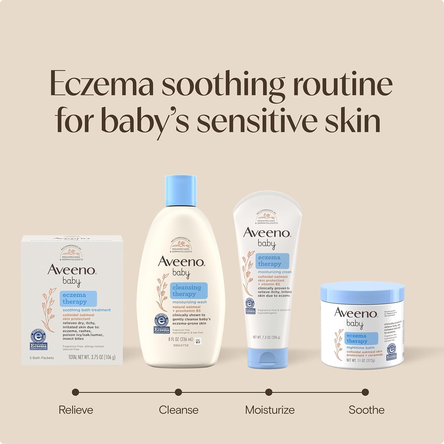 Aveeno Baby Eczema Therapy Moisturizing Cream, Natural Colloidal Oatmeal & Vitamin B5, Baby Cream for Dry, Itchy, Irritated Skin Due to Eczema, Paraben- & Steroid-Free, 12 fl. oz(7.3 Ounce (Pack of 1))