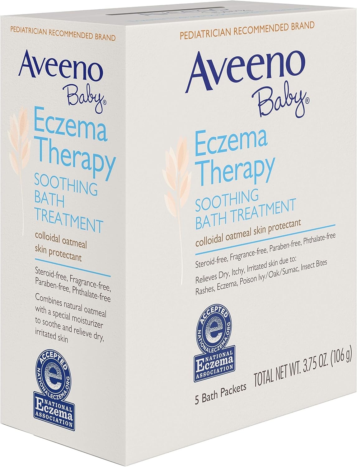 Aveeno Baby Eczema Therapy Soothing Bath Treatment for Relief of Dry, Itchy & Irritated Skin, Made with Natural Colloidal Oatmeal, Fragrance-, Paraben-, Steroid- & Tear-Free, 5 ct(0.75 Ounce (Pack of 5))