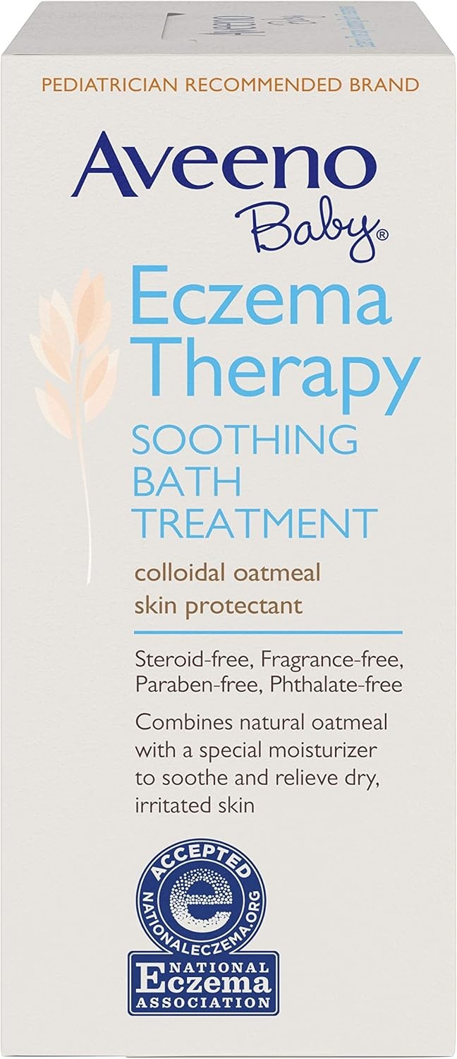 Aveeno Baby Eczema Therapy Soothing Bath Treatment for Relief of Dry, Itchy & Irritated Skin, Made with Natural Colloidal Oatmeal, Fragrance-, Paraben-, Steroid- & Tear-Free, 5 ct(0.75 Ounce (Pack of 5))