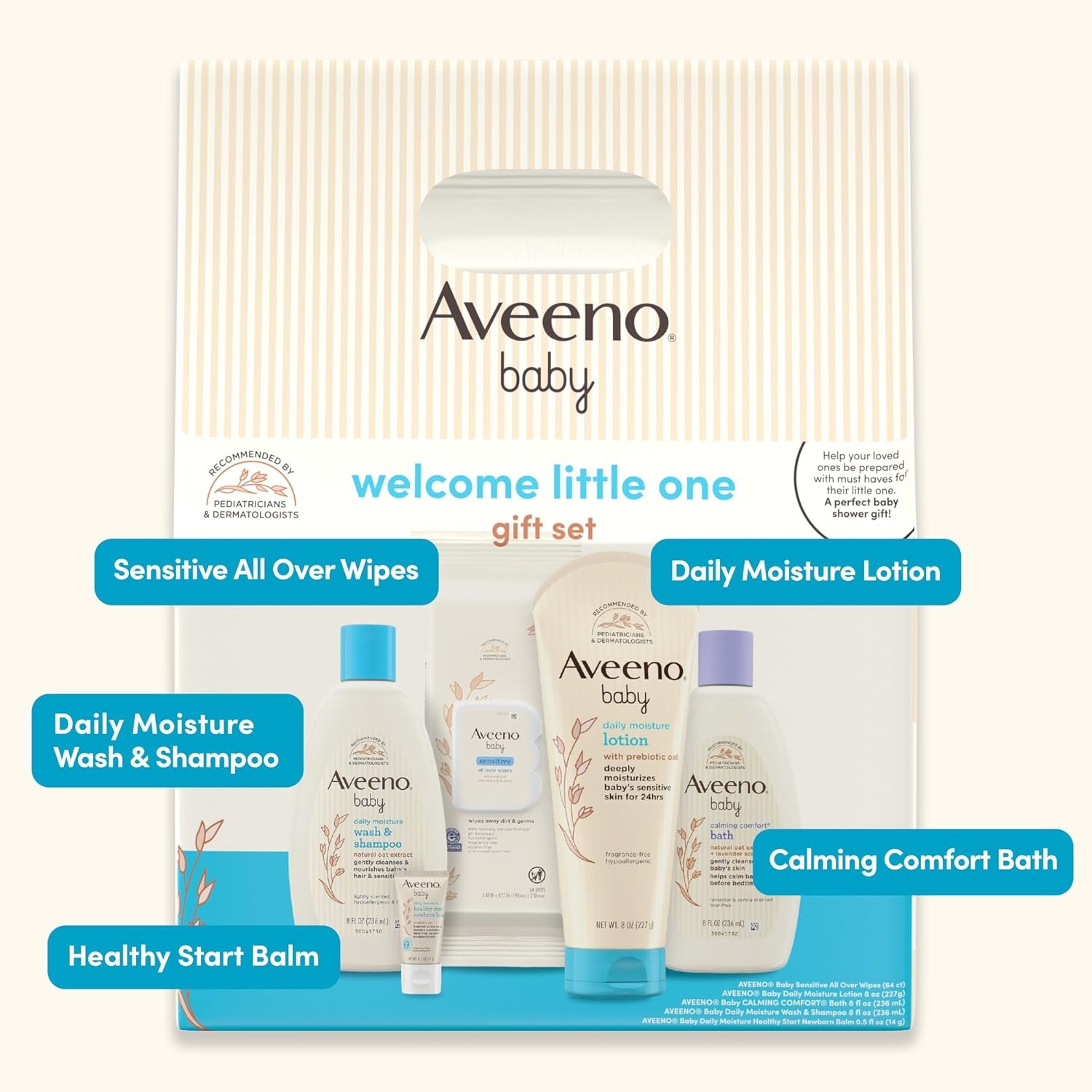 Aveeno Baby Bathtime Solutions Mommy & Me Gift Set, Baby Wash & Shampoo, Calming Bath, Daily Moisturizing Lotion and Stress Relief Body Wash for Mom, Colloidal Oat, Baby Bath Essentials, 4 items(Baby (Pack of 2))