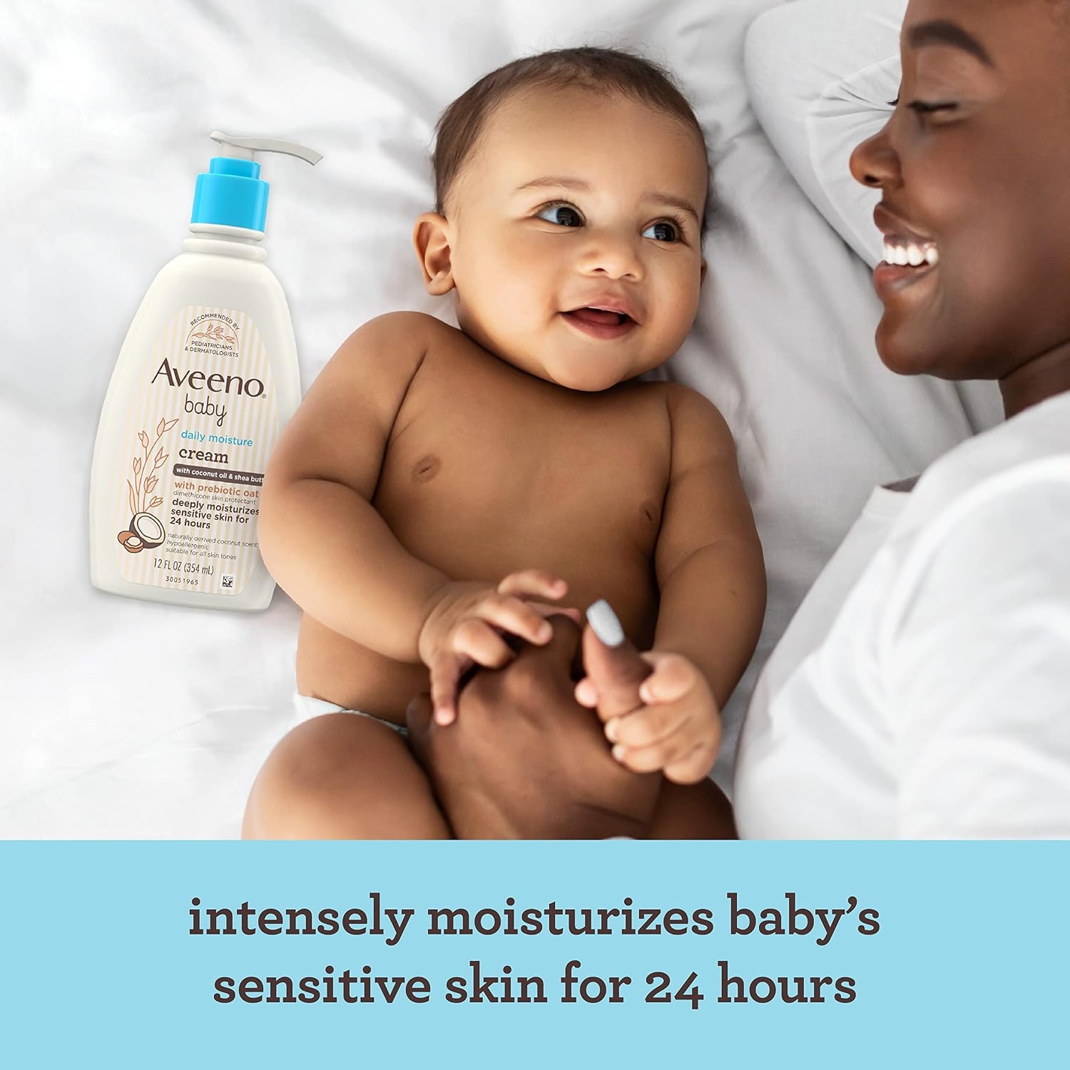 Aveeno Baby Daily Moisture Body Lotion for Sensitive Skin, Hypoallergenic Moisturizing Baby Lotion with Nourishing Oat to Deeply Moisturize Baby’s Skin, Fragrance-Free, 18 fl. oz, 2 Pack(18 Fl Oz (Pack of 2))