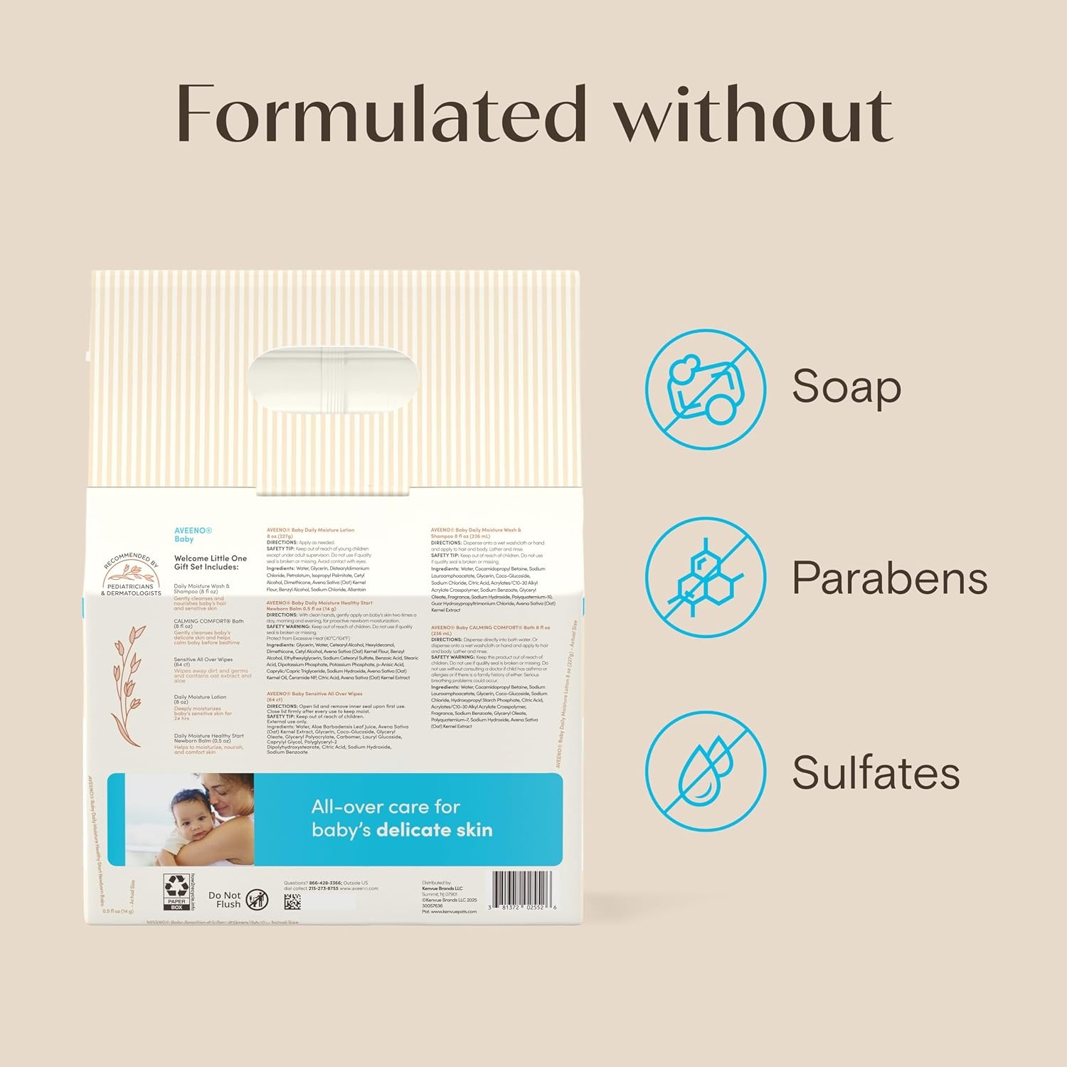 Aveeno Baby Bathtime Solutions Mommy & Me Gift Set, Baby Wash & Shampoo, Calming Bath, Daily Moisturizing Lotion and Stress Relief Body Wash for Mom, Colloidal Oat, Baby Bath Essentials, 4 items(Baby)
