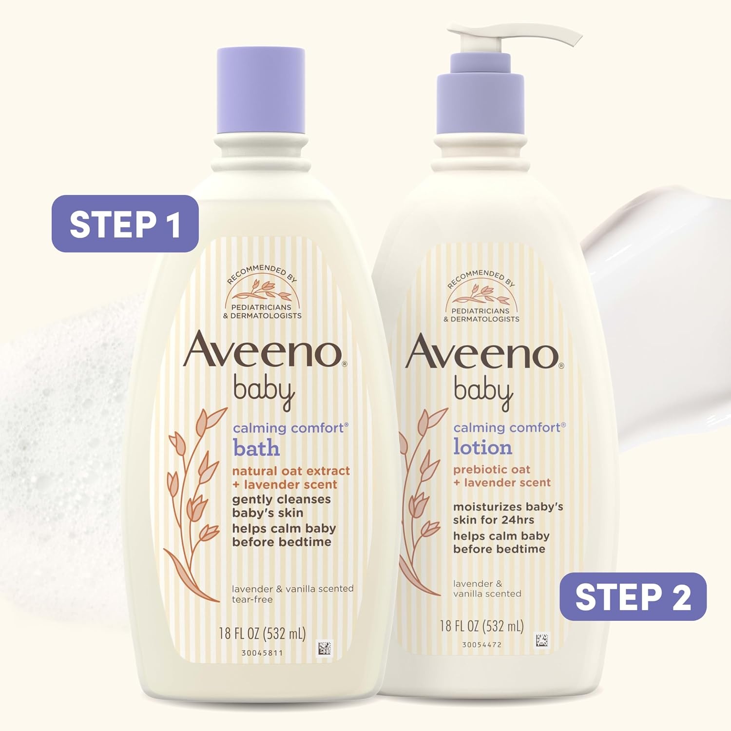 Aveeno Baby Calming Comfort Moisturizing Body Lotion with Relaxing Lavender & Vanilla Scents, Non-Greasy Baby Lotion, Nourishing Prebiotic Oatmeal, Paraben- & Phthalate-Free, 18 fl. oz(18 Fl Oz (Pack of 1))