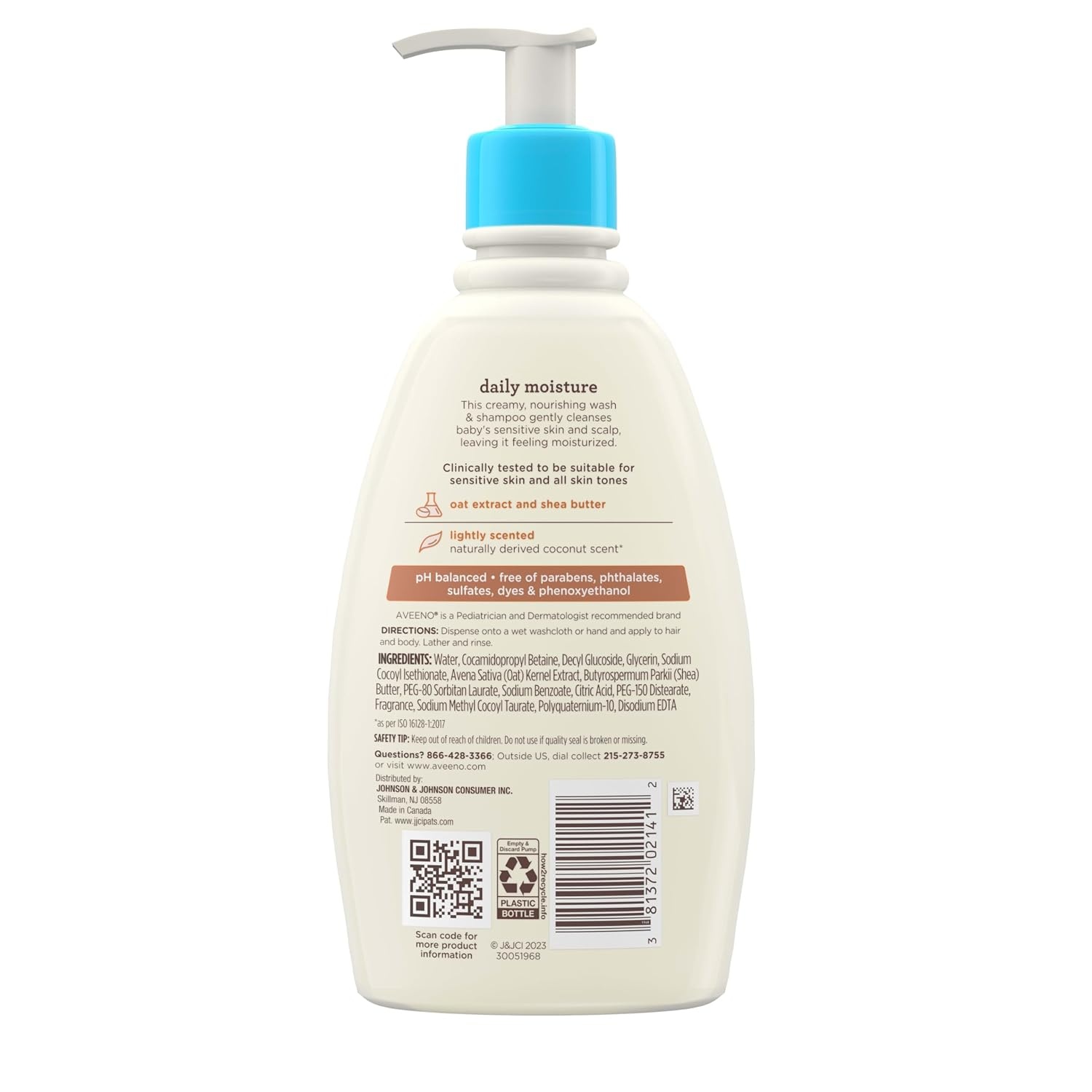 Aveeno Baby Daily Moisturizing 2-in-1 Wash & Shampoo, Baby Body Wash & Shampoo with Shea Butter & Oat Extract Gently Cleanses Baby’s Sensitive Skin & Scalp, Gentle Coconut Scent, 12 fl. oz(12 Fl Oz (Pack of 1))