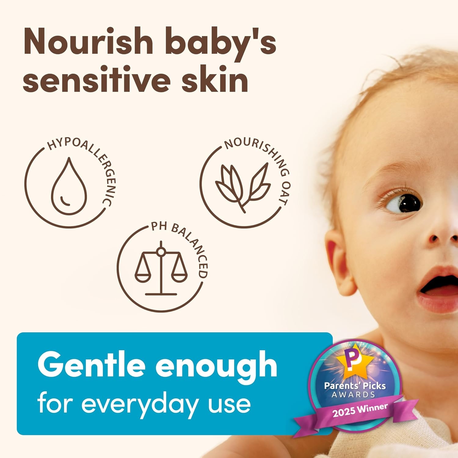 Aveeno Baby Daily Moisture Body Lotion for Sensitive Skin, Hypoallergenic Moisturizing Baby Lotion with Nourishing Oat to Deeply Moisturize Baby’s Skin, Fragrance-Free, 18 fl. oz, 2 Pack(18 Fl Oz (Pack of 1))