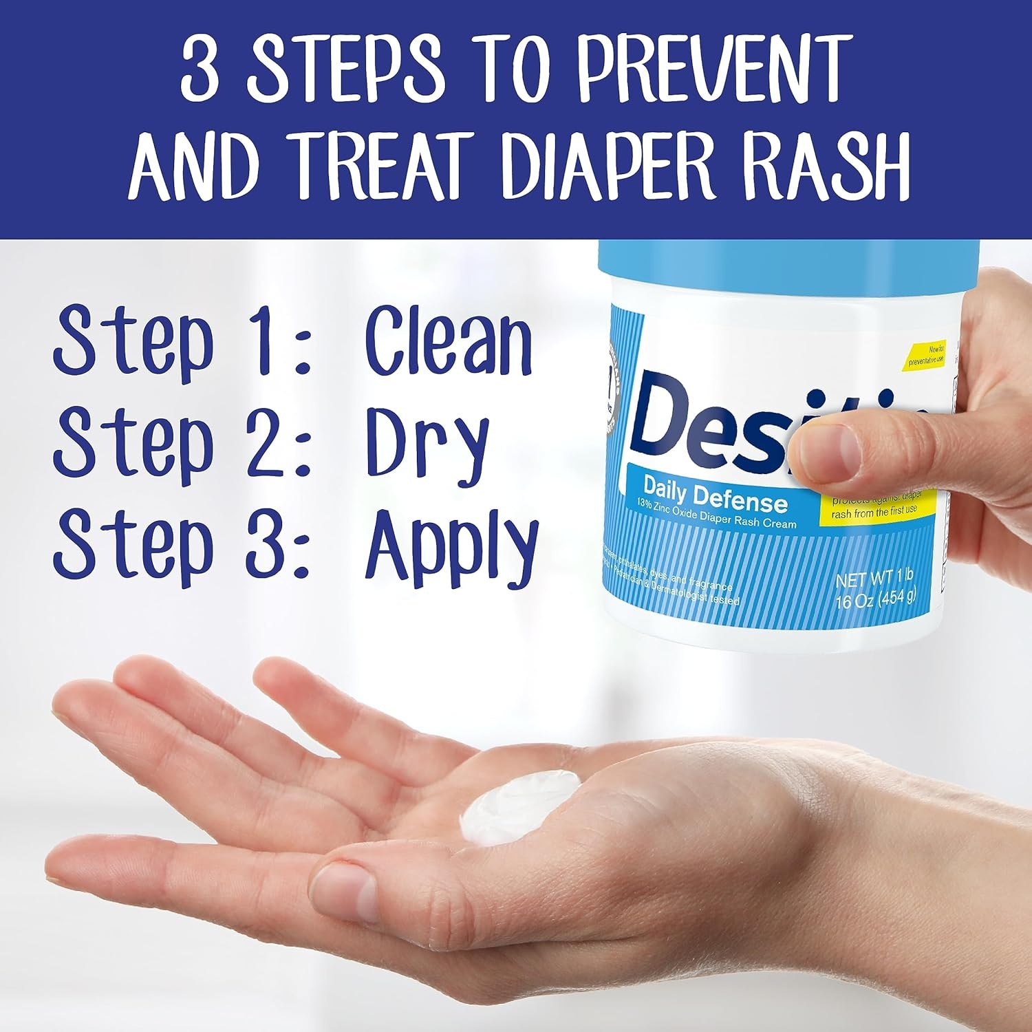 Desitin Daily Defense Baby Diaper Rash Cream with 13% Zinc Oxide, Barrier Cream to Treat, Relieve & Prevent Diaper Rash, Hypoallergenic, Dye-, Phthalate- & Paraben-Free, 16 oz(16 Ounce (Pack of 1))