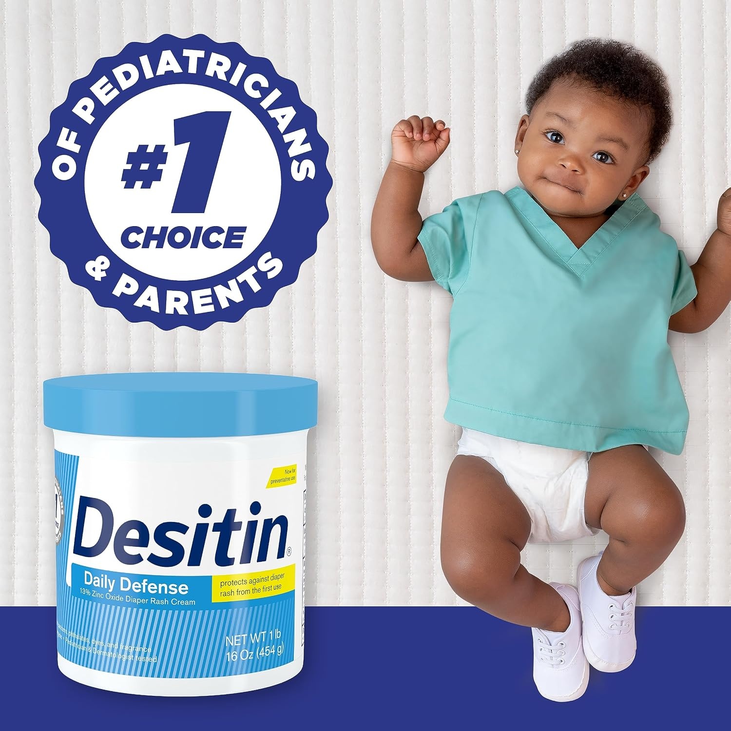Desitin Daily Defense Baby Diaper Rash Cream with 13% Zinc Oxide, Barrier Cream to Treat, Relieve & Prevent Diaper Rash, Hypoallergenic, Dye-, Phthalate- & Paraben-Free, 16 oz(16 Ounce (Pack of 1))
