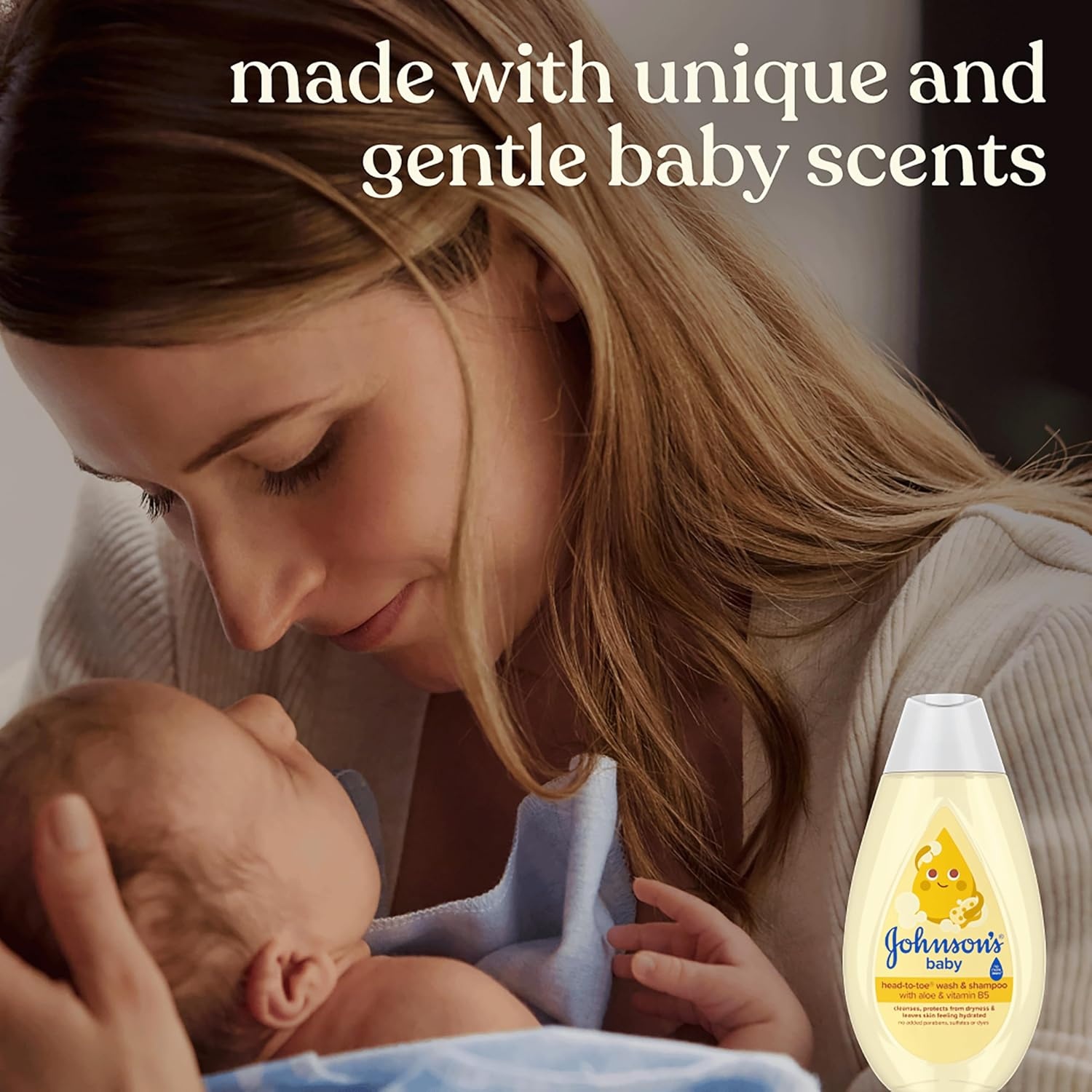 Johnson’s Baby Head-To-Toe 2 in 1 Tear Free Wash & Shampoo with Aloe Vera and Vitamin B5, Safe and Gentle for Newborns and Delicate Skin, Hypoallergenic and pH Balanced, 27.1 Fl Oz(Gentle scent)