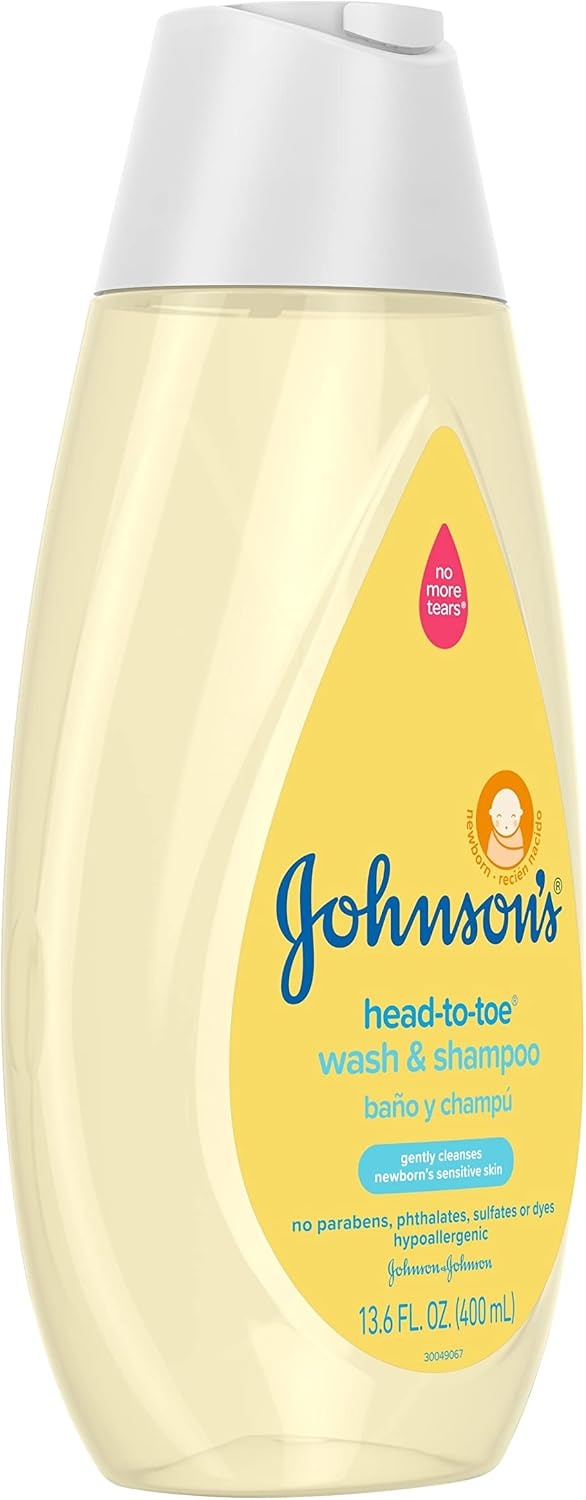 Johnson’s Baby Head-To-Toe 2 in 1 Tear Free Wash & Shampoo with Aloe Vera and Vitamin B5, Safe and Gentle for Newborns and Delicate Skin, Hypoallergenic and pH Balanced, 27.1 Fl Oz(Gentle scent)