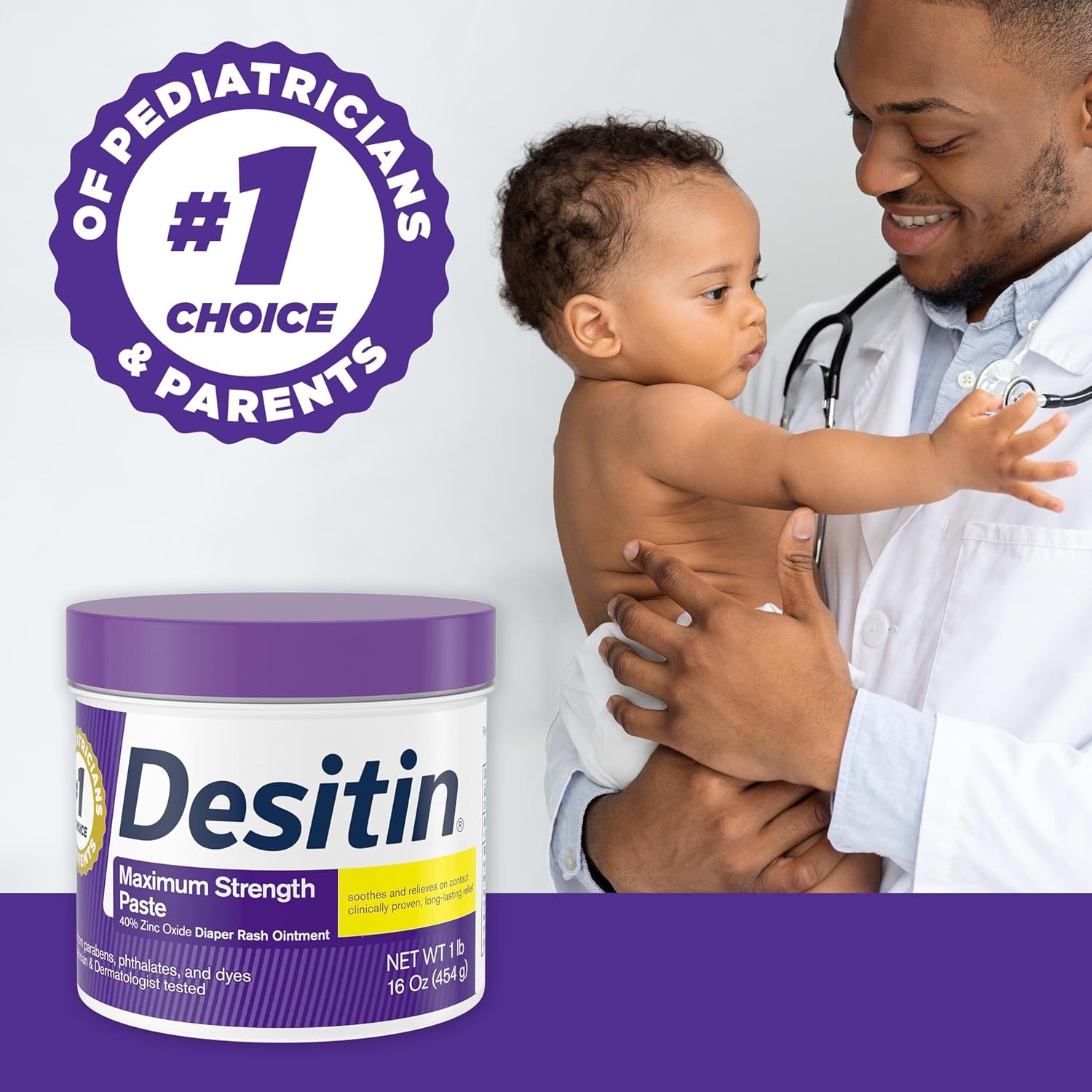 Desitin Maximum Strength Baby Diaper Rash Cream, 40% Zinc Oxide for Treatment, Relief & Prevention, Hypoallergenic, Phthalate- & Paraben-Free Paste, Protects Skin For Up To 12 Hours, 16 oz(16 Ounce (Pack of 1))