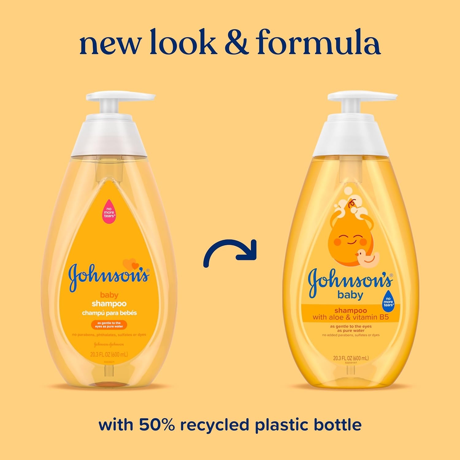 Johnson’s Baby Shampoo with Aloe Vera & Vitamin B5, Tear Free, Newborn Essentials, No added Parabens & Sulfates, Hypoallergenic, Baby Essentials, 20.3 fl. oz(Fresh)