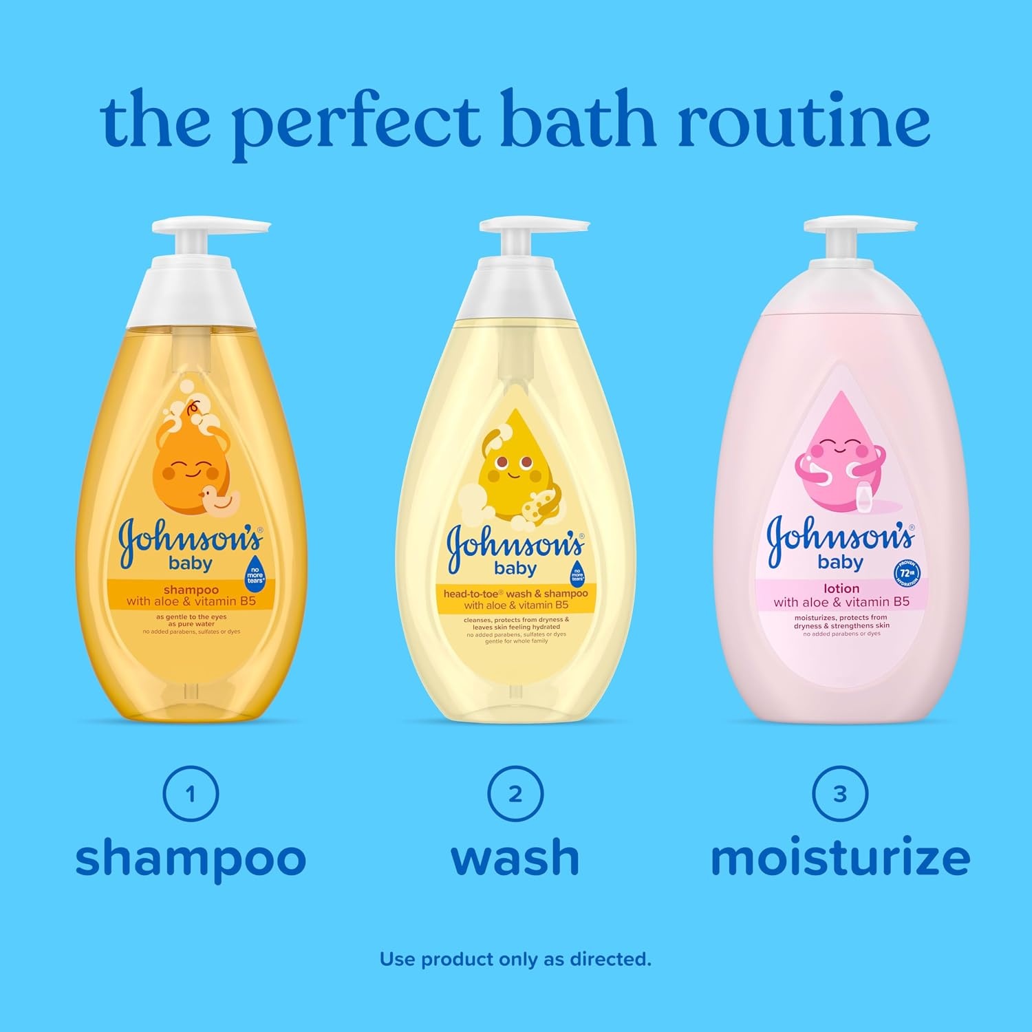 Johnson’s Baby Shampoo with Aloe Vera & Vitamin B5, Tear Free, Newborn Essentials, No added Parabens & Sulfates, Hypoallergenic, Baby Essentials, 20.3 fl. oz(Fresh)