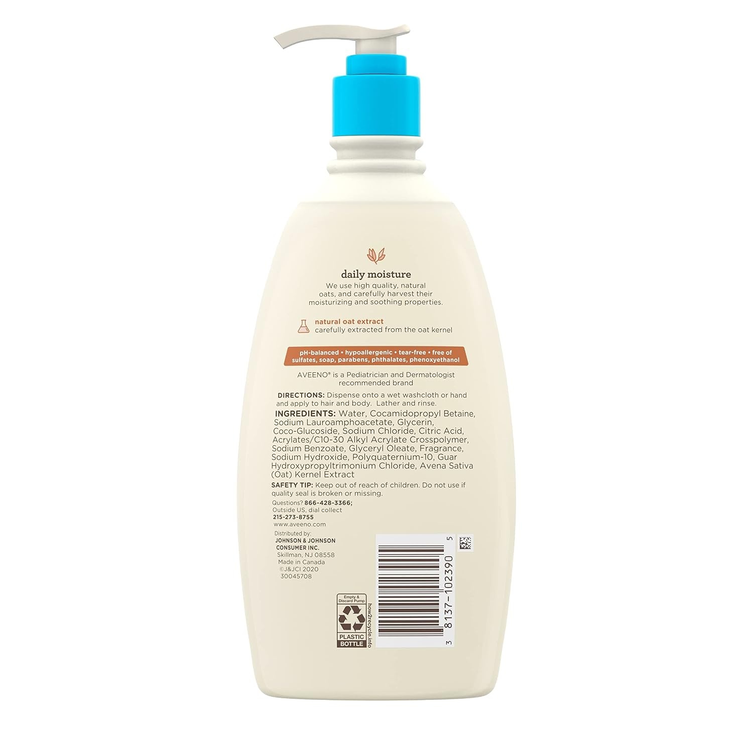 Aveeno Baby Gentle Body Wash & Shampoo with Natural Oat Extract, Tear-Free, Paraben-Free & Phthalate-Free Formula for Baby’s Sensitive Hair & Body, Lightly Scented, 18 fl. oz, 3 Pack(Lightly Scented)