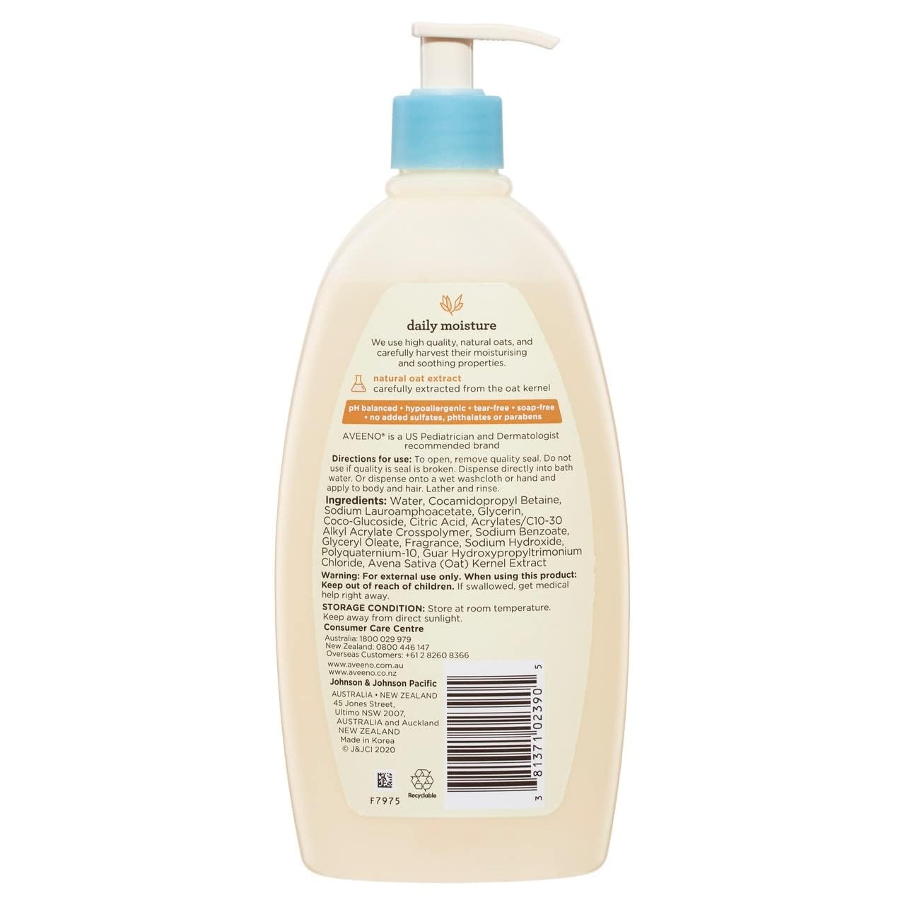 Aveeno Baby Gentle Body Wash & Shampoo with Natural Oat Extract, Tear-Free, Paraben-Free & Phthalate-Free Formula for Baby’s Sensitive Hair & Body, Lightly Scented, 18 fl. oz, 3 Pack(Fresh)