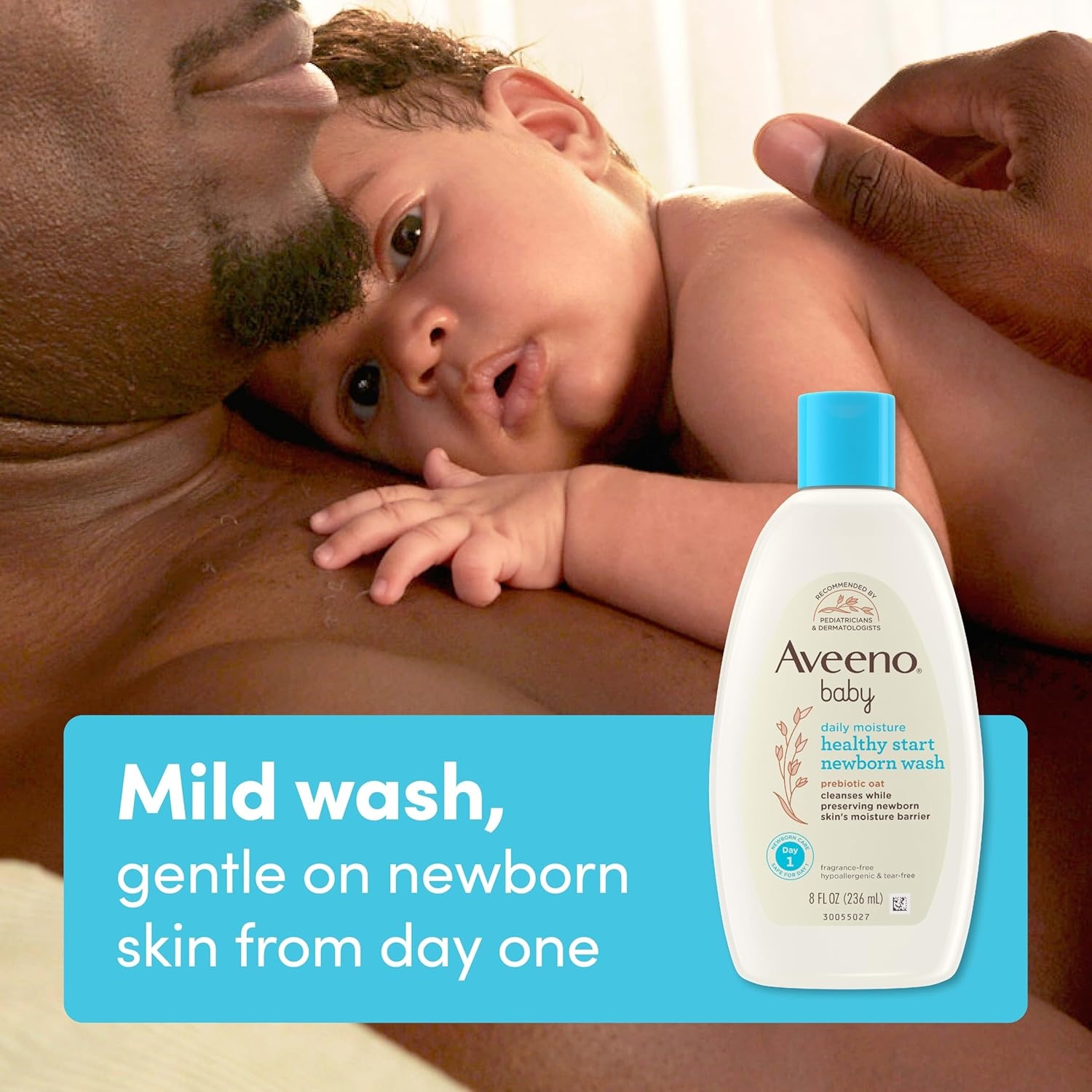 Aveeno Baby Healthy Start Nourishing Newborn Wash, Hypoallergenic Baby Body Wash, Prebiotic Oat, Gently Cleanses Sensitive Skin, No added Fragrances & Parabens, Tear-free, 8 fl. oz(Fragrance Free)