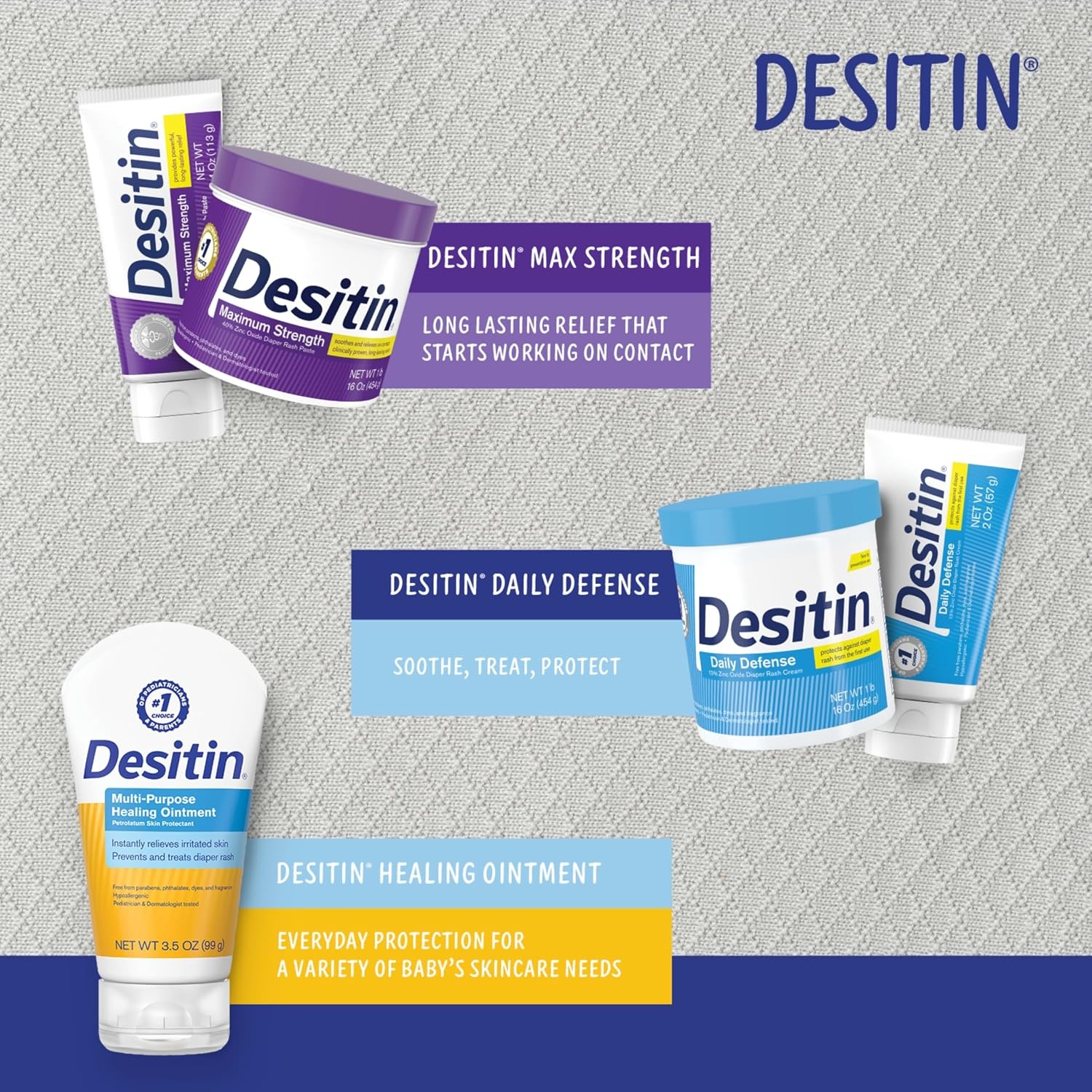 Desitin Maximum Strength Baby Diaper Rash Cream, 40% Zinc Oxide for Treatment, Relief & Prevention, Hypoallergenic, Phthalate- & Paraben-Free Paste, Protects Skin For Up To 12 Hours, 16 oz(16 Ounce (Pack of 4))