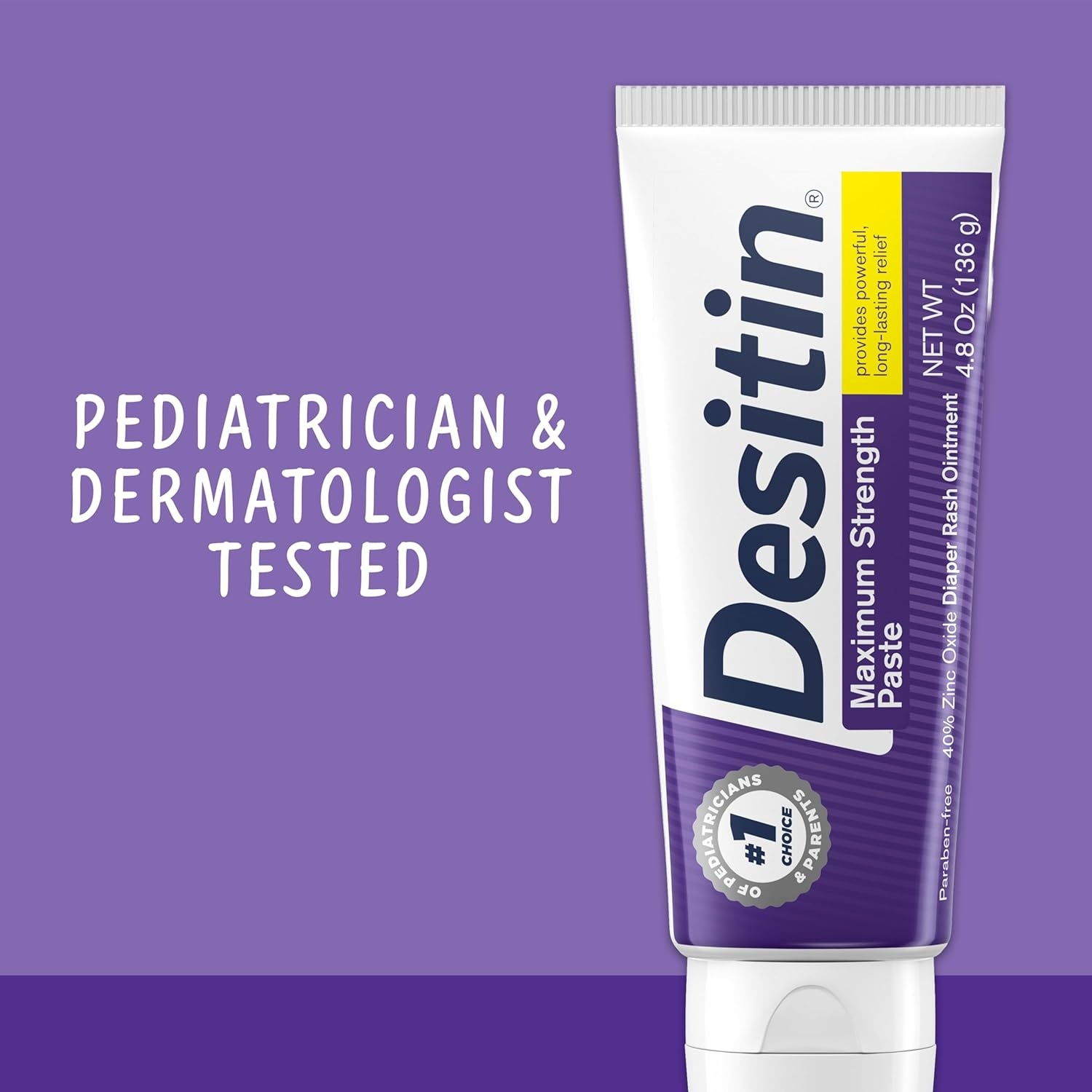 Desitin Maximum Strength Baby Diaper Rash Cream, 40% Zinc Oxide for Treatment, Relief & Prevention, Hypoallergenic, Phthalate- & Paraben-Free Paste, Protects Skin For Up To 12 Hours, 16 oz(4.8 Ounce (Pack of 1))