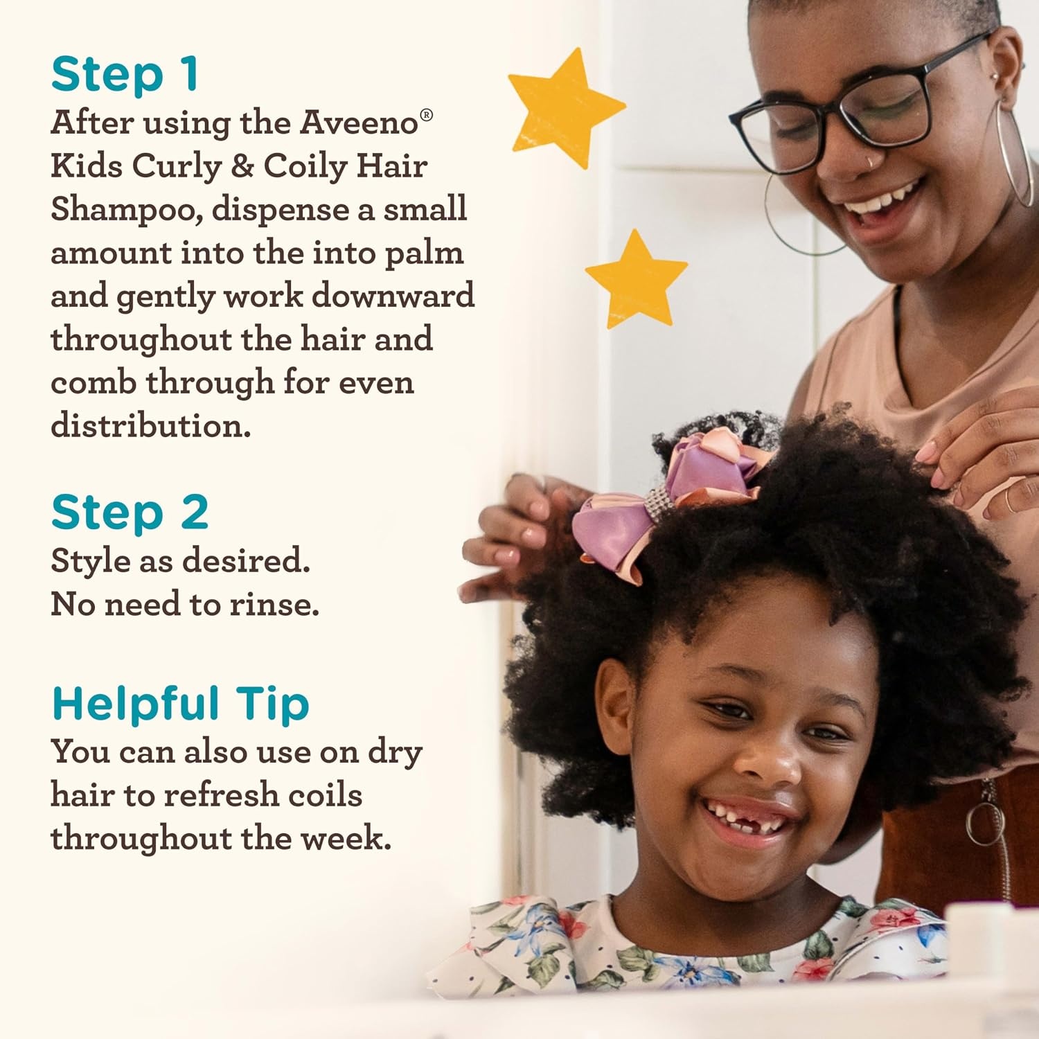 Aveeno Kids Coily Hair Leave-In Conditioner, Toddler Leave-In Conditioner for Sensitive Scalps Gently Detangles & Moisturizes Leaving Natural Curls & Coils Smooth, Hypoallergenic, 8 fl. oz(Gentle Scent)