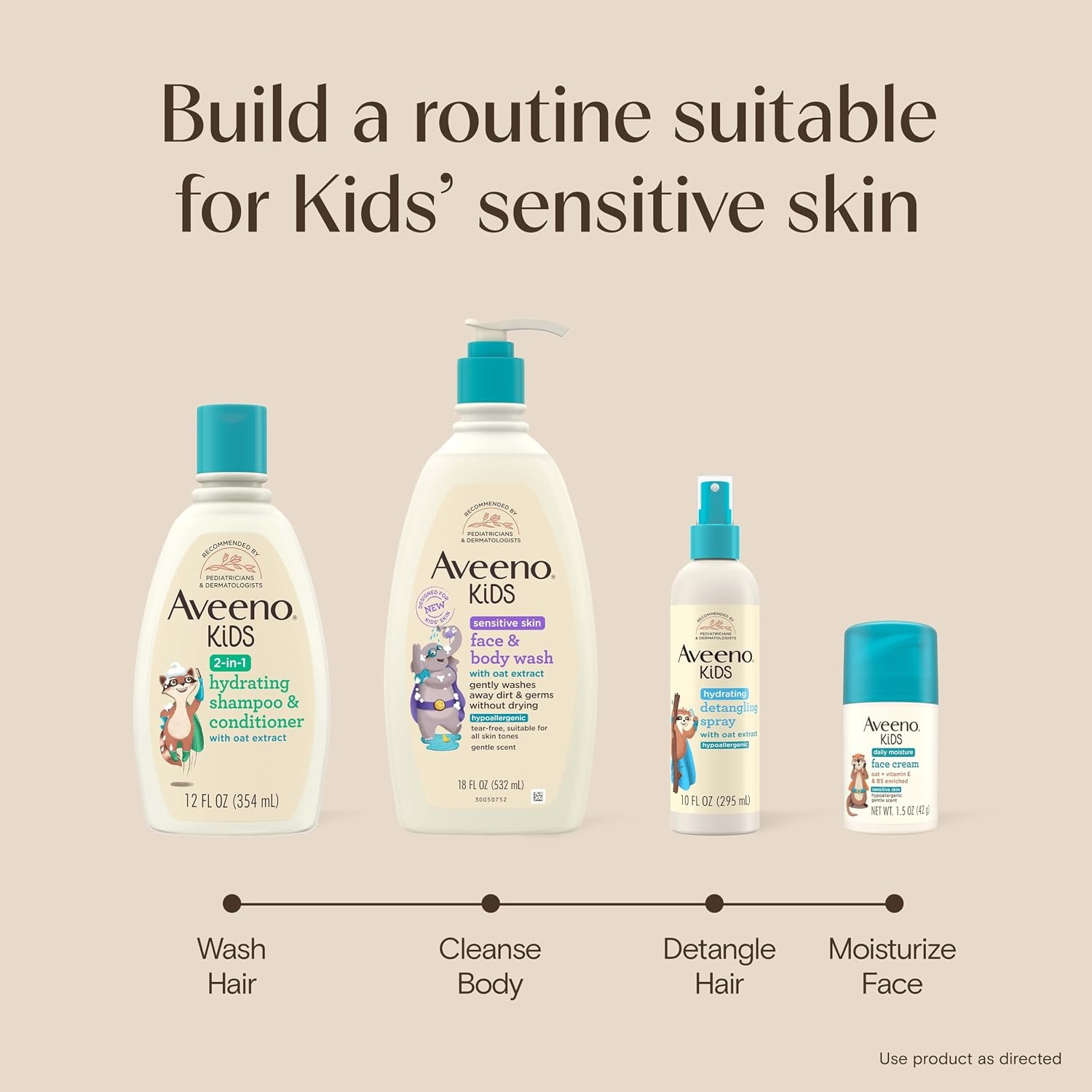 Aveeno Kids 2-in-1 Shampoo and Conditioner, Hydrating Shampoo and Conditioner for Soft, Smooth and Easily Manageable Hair, Oat Extract Formula, Gentle Scent, Hypoallergenic, 12 fl. oz, 3 Pack(Shampoo & Conditioner)
