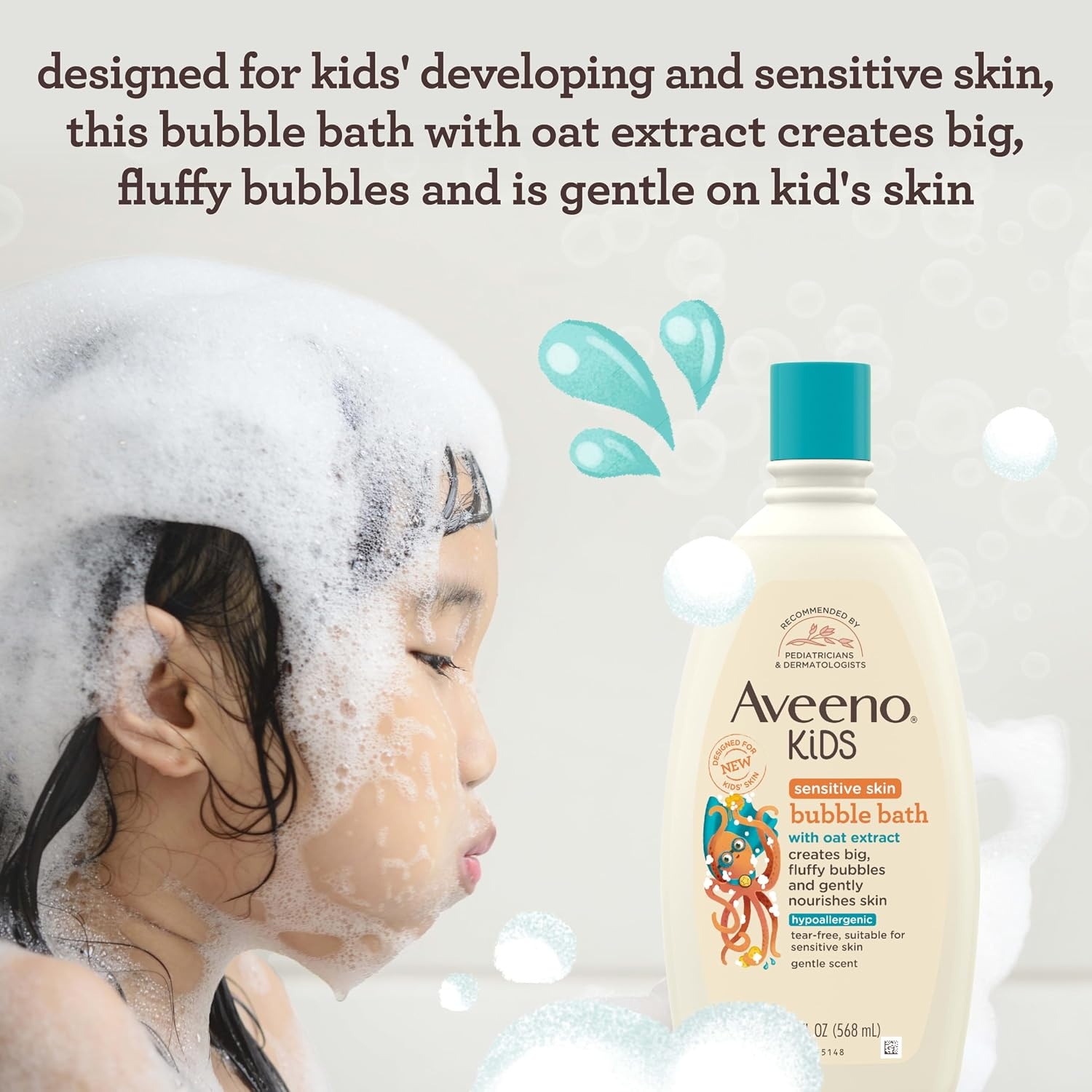 Aveeno Kids Bubble Bath Sensitive Skin 19.2 Ounce(Gentle Scent)