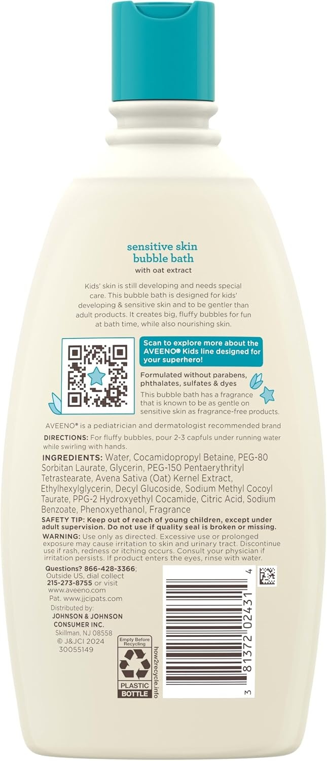 Aveeno Kids Bubble Bath Sensitive Skin 19.2 Ounce(Gentle Scent)