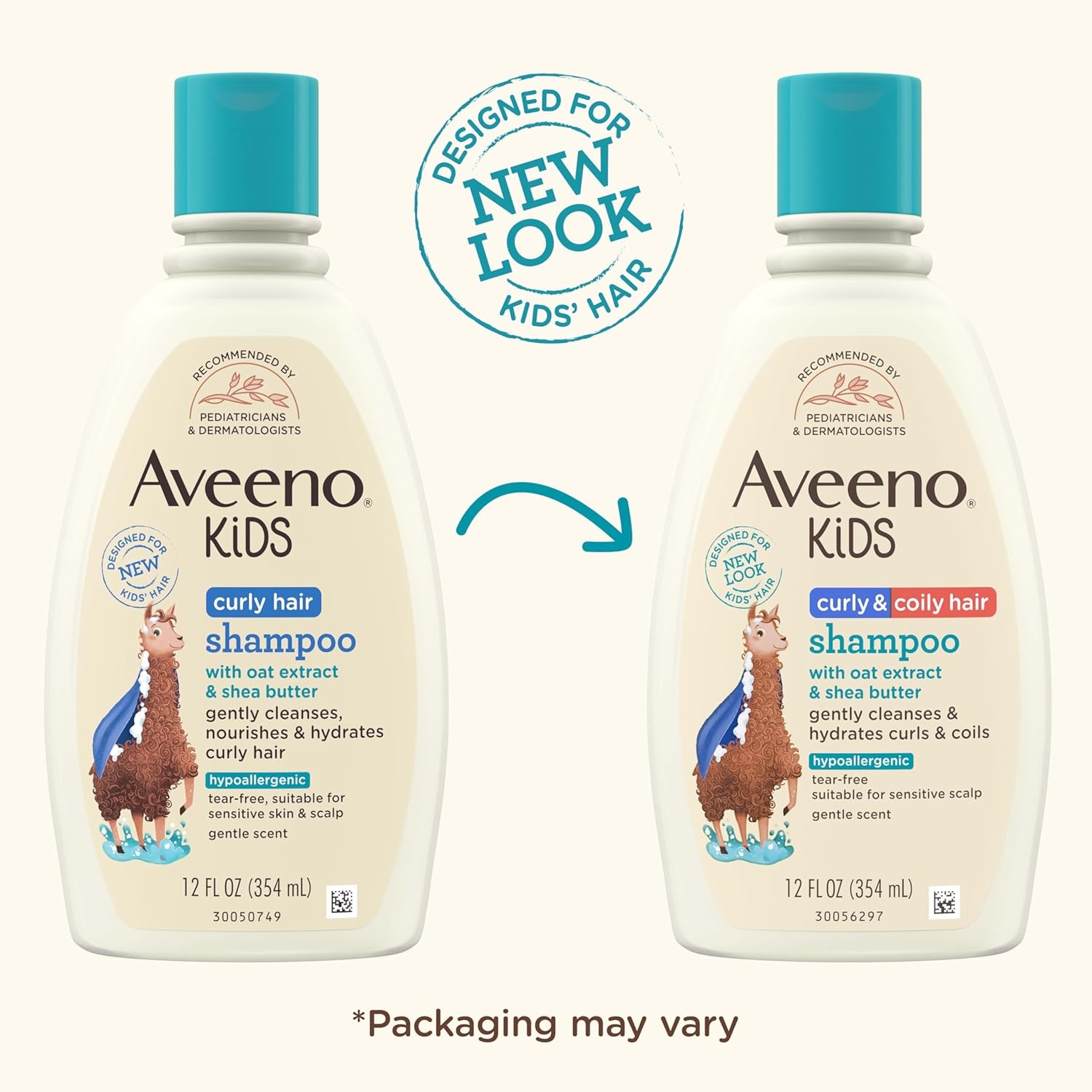 Aveeno Kids Curly & Coily Hair Shampoo, Hydrating Shampoo for Type 3 & 4 Hair, Kids Curly Hair Products suitable for Sensitive Scalps with Oat Extract & Shea Butter, Paraben-Free, 12 fl. oz(Gentle Scent)