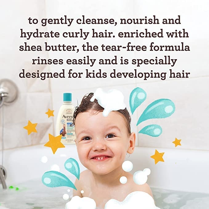 AVEENO BABY Kids Curly Hair Shampoo and Conditioner Set, 12 fl. Oz each with Oat Extract & Shea Butter, Hydrating, Hypoallergenic, Moisturizing for Defined Curls, Gentle for Kids’ Developing Hair(Shampoo + Conditioner)