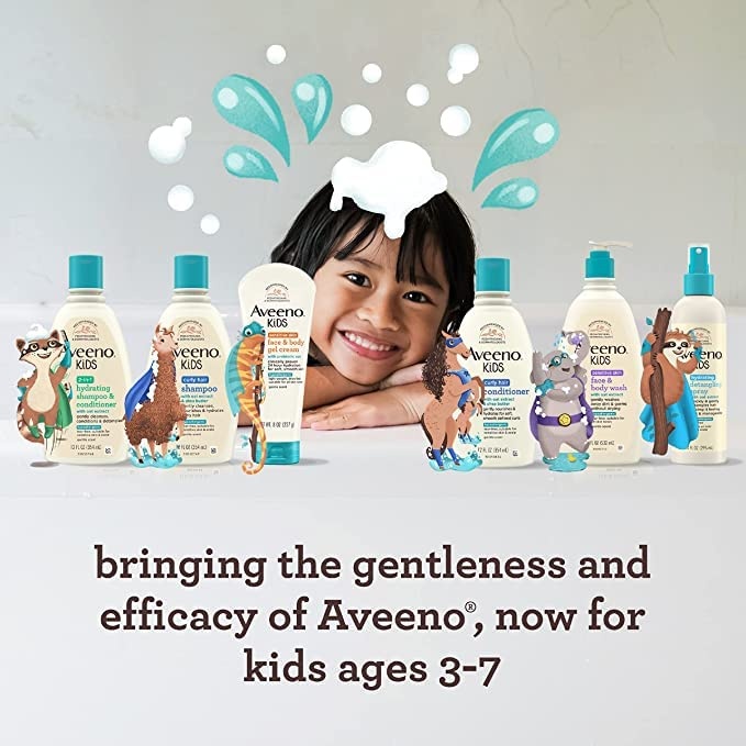 AVEENO BABY Kids Curly Hair Shampoo and Conditioner Set, 12 fl. Oz each with Oat Extract & Shea Butter, Hydrating, Hypoallergenic, Moisturizing for Defined Curls, Gentle for Kids’ Developing Hair(Shampoo + Conditioner)