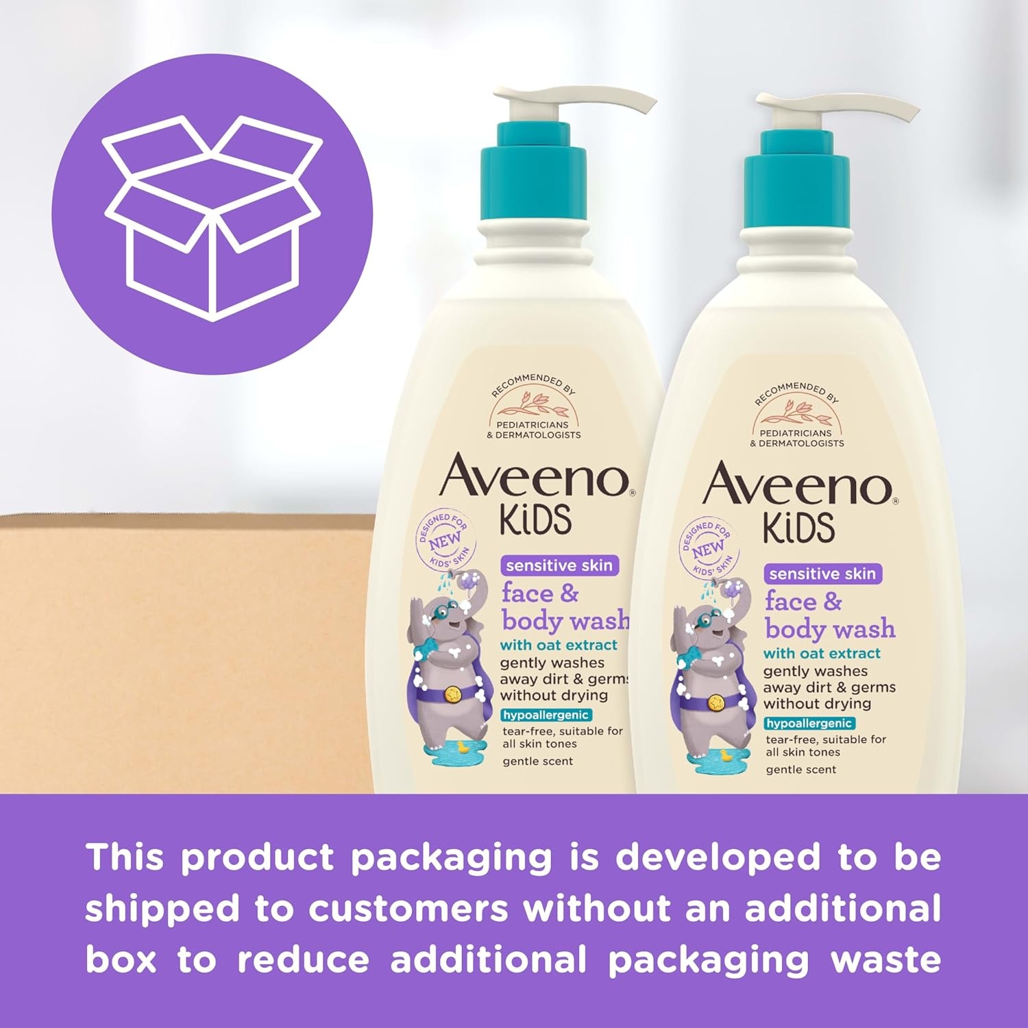 Aveeno Kids Sensitive Skin Face & Body Wash, Nourishing Oat Extract, Wash Away Dirt and Germs Without Drying, Kids Body Wash is Tear-Free, Hypoallergenic, Sulfate- & Dye-Free, 18 Fl Oz(18 Fl Oz (Pack of 4))