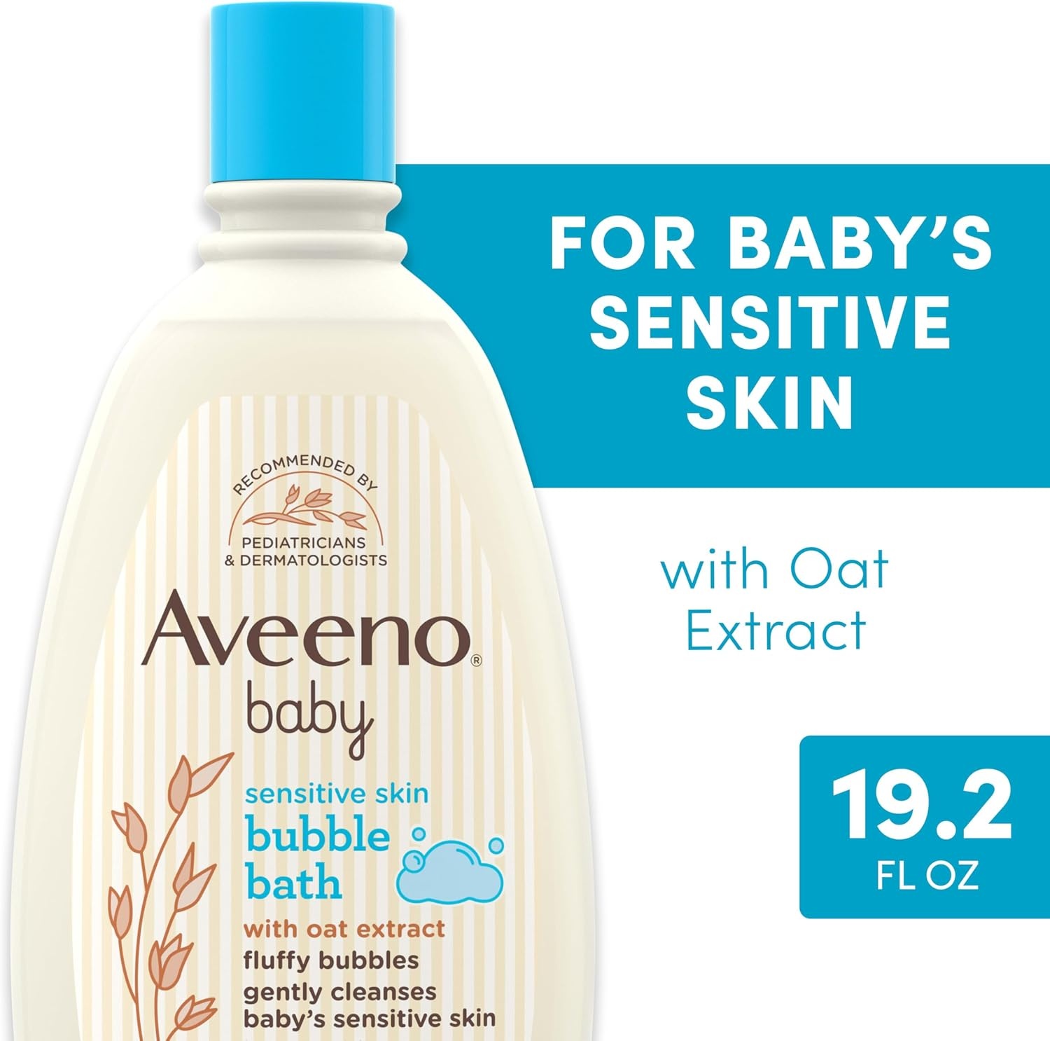 Aveeno Baby Sensitive Skin Bubble Bath with Oat Extract, Gently Cleanses and Leaves Skin Feeling Hydrated, Tear-Free Formula, Hypoallergenic, Paraben-, Phthalate-, Soap- & Dye-Free, 19.2 fl. Oz(19.2 Fl Oz (Pack of 1))