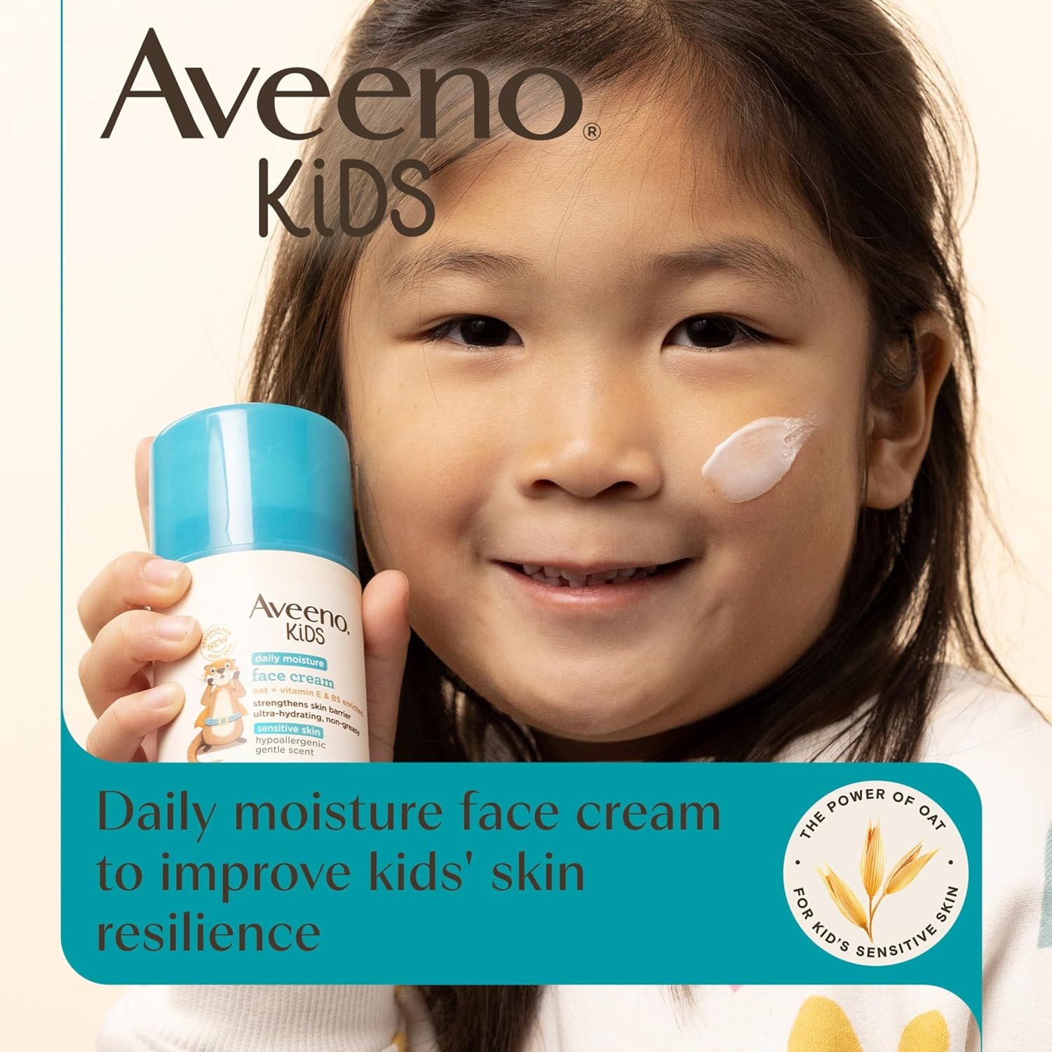 Aveeno Kids Daily Moisture Face Cream with Oat, Vitamin E & B5, Moisturizing Cream for Kids’ Sensitive Facial Skin, Strengthen Skin’s Moisture Barrier, Ultra-Hydrating, Non-Greasy, Travel Size, 1.5 oz