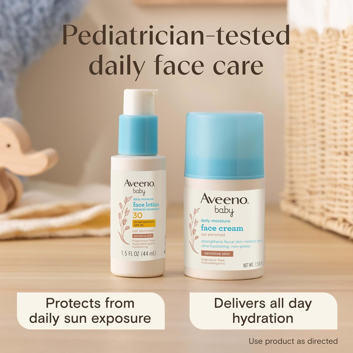 Aveeno Baby Daily Moisture Face Cream, Oat Enriched Moisturizing Cream for Babies’ Sensitive Facial Skin, Strengthens Skin’s Moisture Barrier, Ultra-Hydrating, Non-Greasy, Fragrance-Free, 1.5 oz