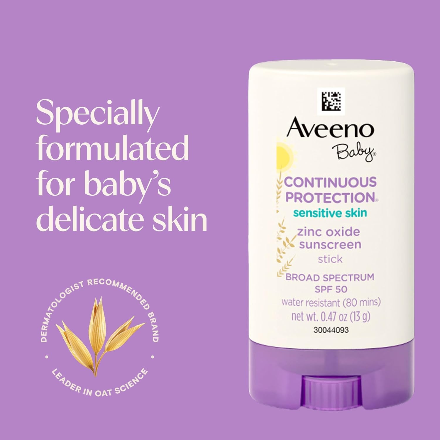 Aveeno Baby Continuous Protection Mineral Sunscreen Stick for Sensitive Skin with Broad Spectrum SPF 50 Protection for Face & Body, Naturally Sourced 100% Zinc Oxide, Travel Size, 0.47 oz(0.47 Ounce (Pack of 1))