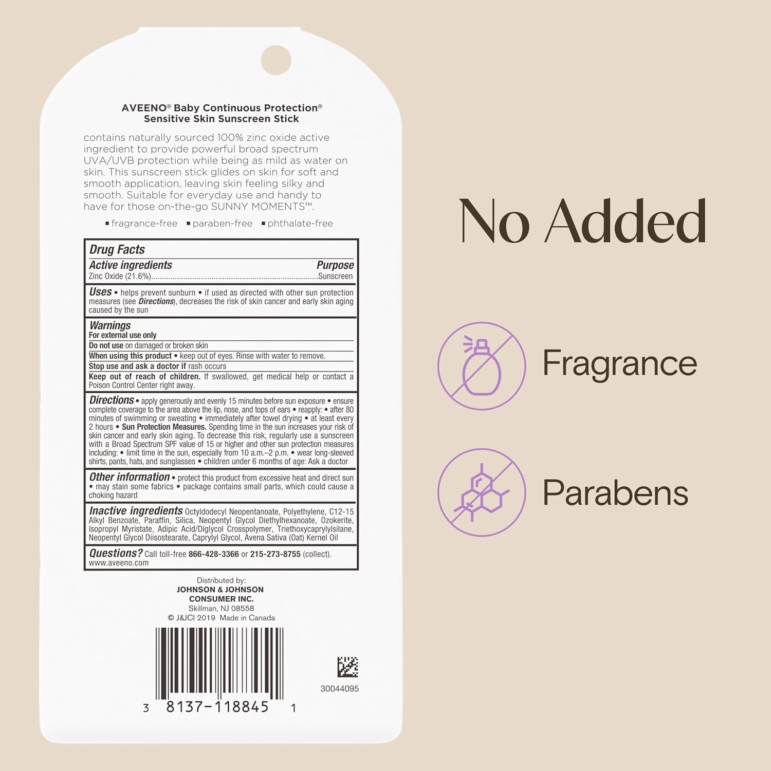 Aveeno Baby Continuous Protection Mineral Sunscreen Stick for Sensitive Skin with Broad Spectrum SPF 50 Protection for Face & Body, Naturally Sourced 100% Zinc Oxide, Travel Size, 0.47 oz(0.47 Ounce (Pack of 1))